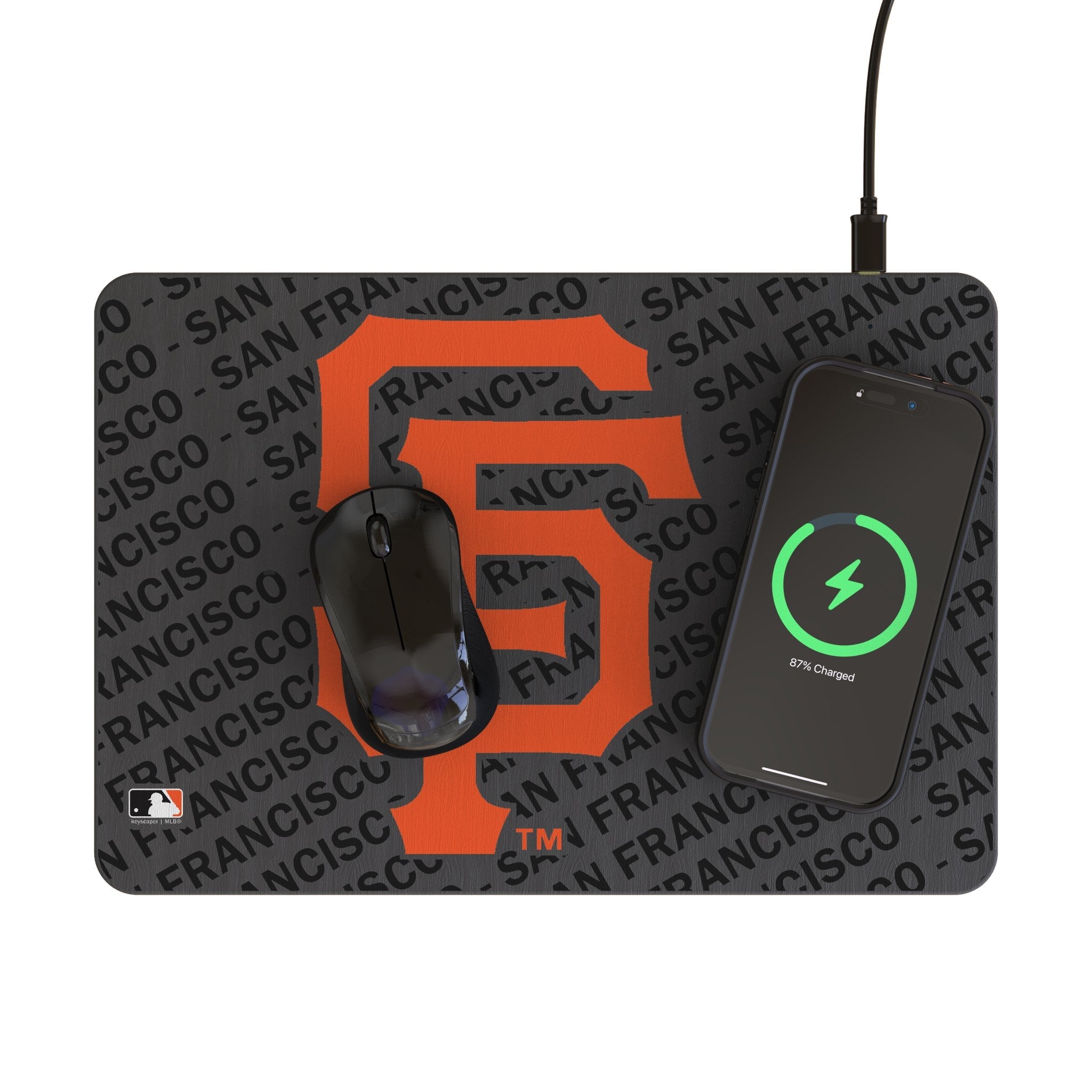 San Francisco Giants Monocolor Tilt 15-Watt Wireless Charger and Mouse Pad