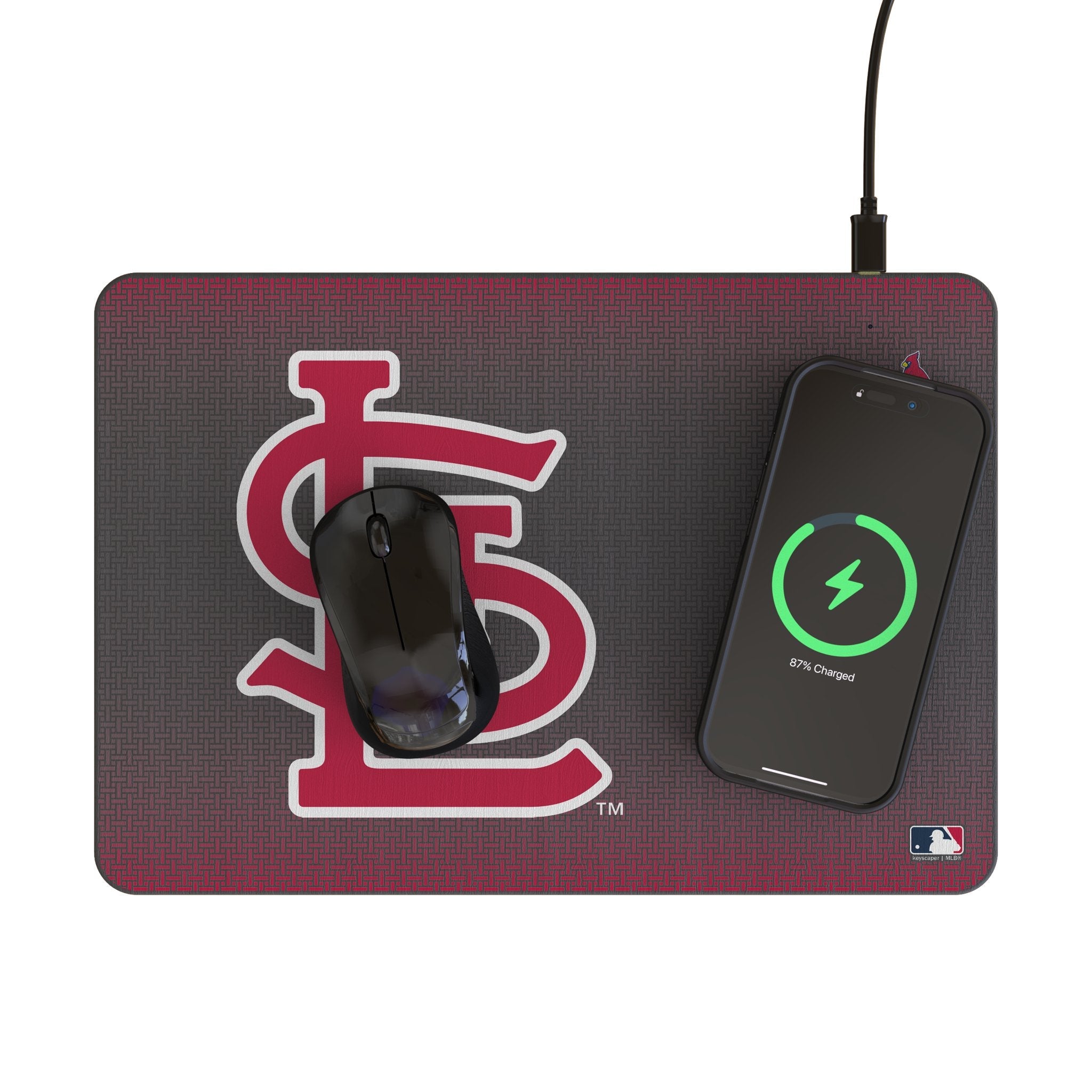 St Louis Cardinals Linen 15-Watt Wireless Charger and Mouse Pad 2