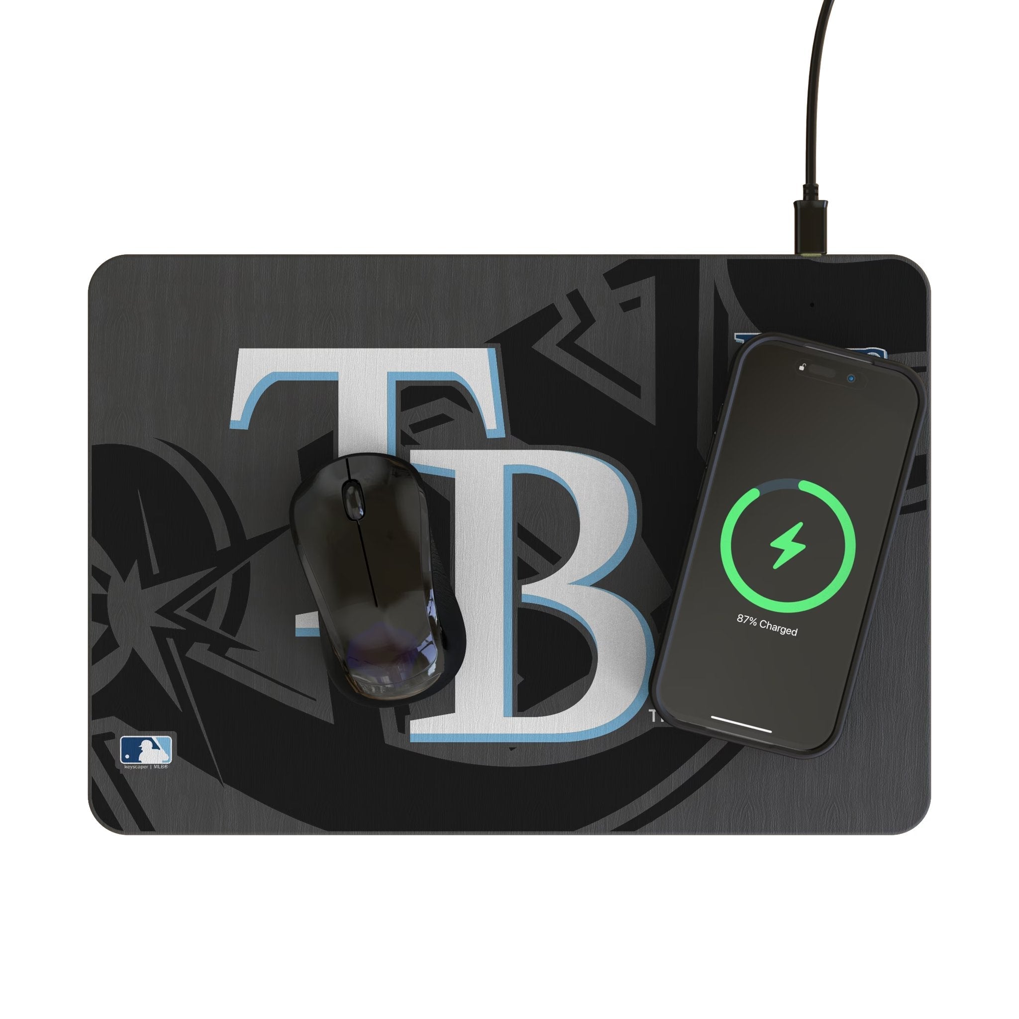 Tampa Bay Rays Monocolor Tilt 15-Watt Wireless Charger and Mouse Pad 2