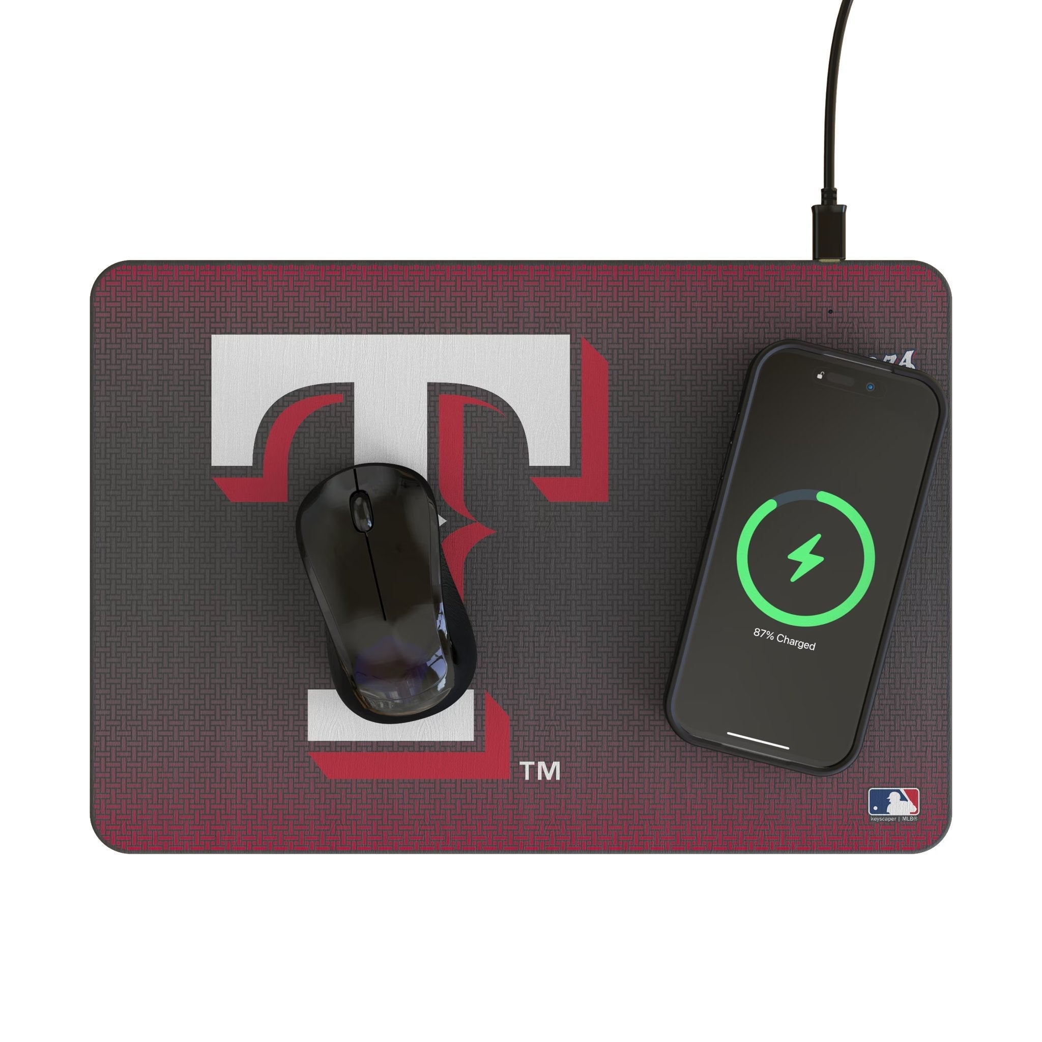 Texas Rangers Linen 15-Watt Wireless Charger and Mouse Pad