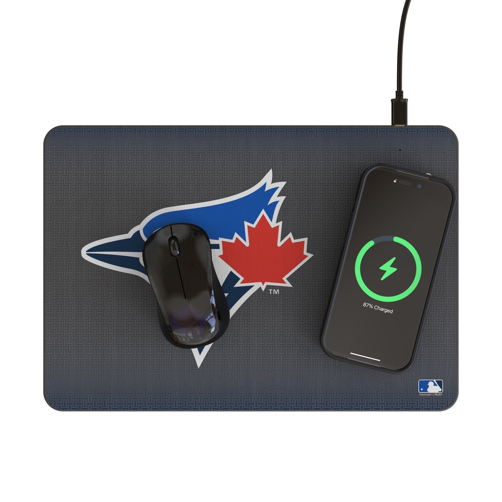 Toronto Blue Jays Linen 15-Watt Wireless Charger and Mouse Pad 2