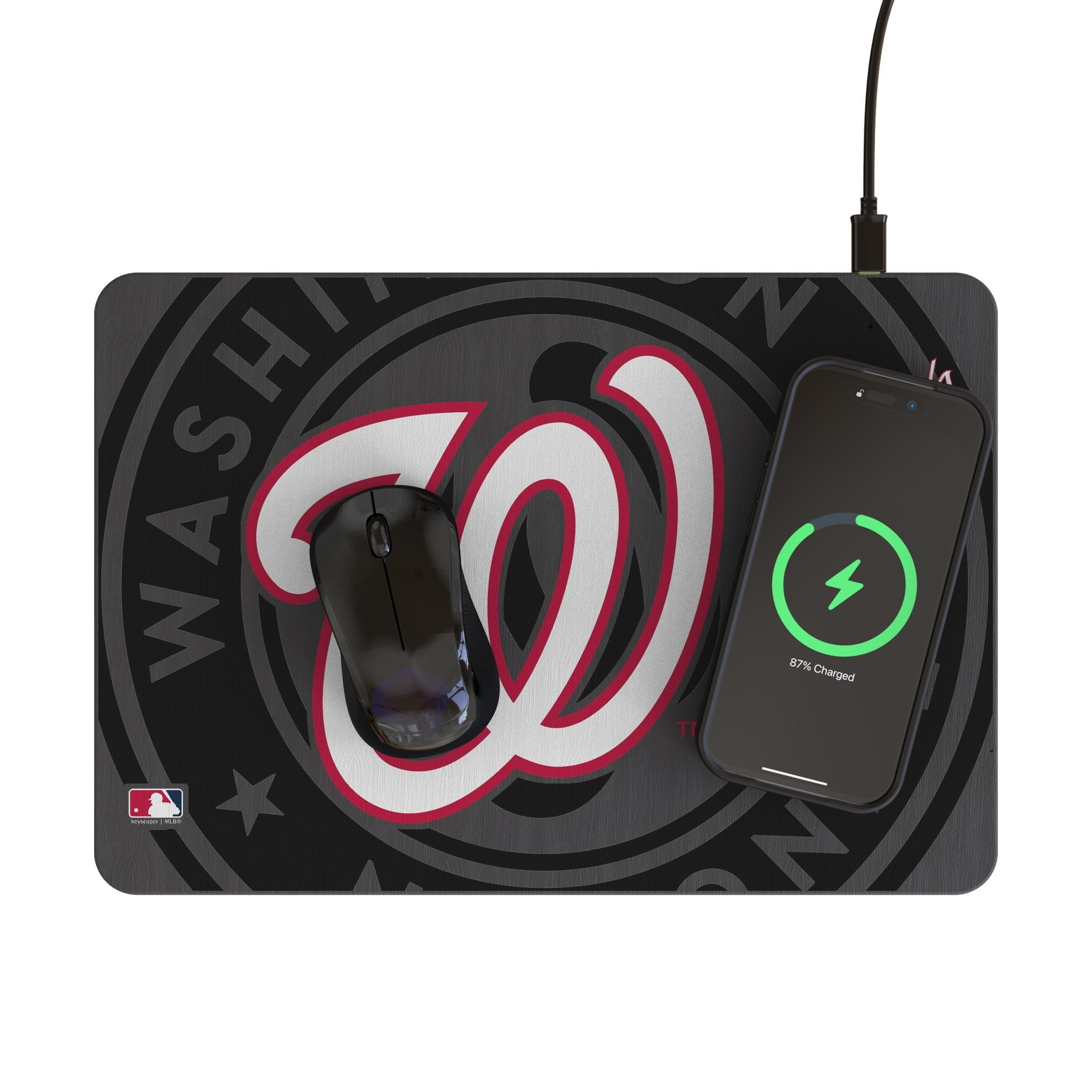 Washington Nationals Monocolor Tilt 15-Watt Wireless Charger and Mouse Pad 2