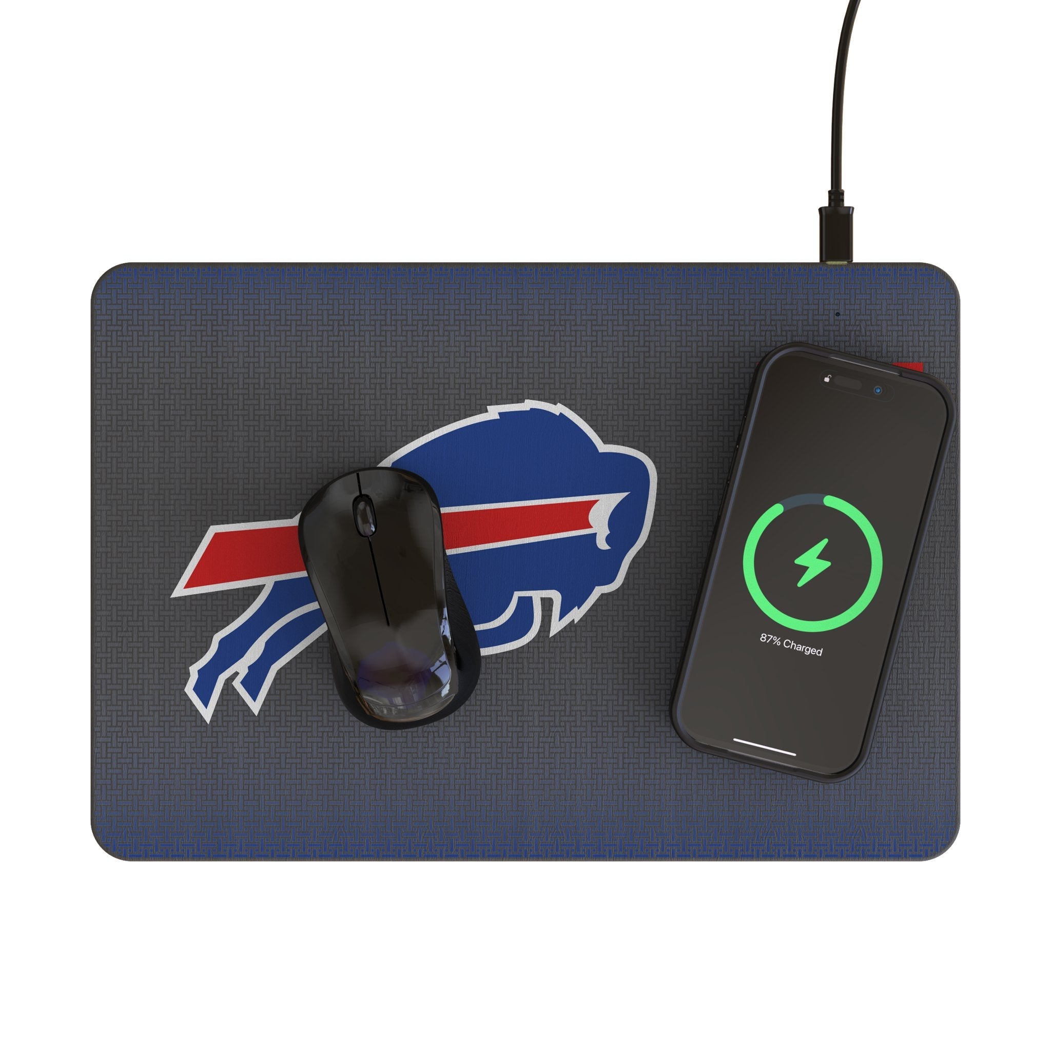 Buffalo Bills Linen 15-Watt Wireless Charger and Mouse Pad 2