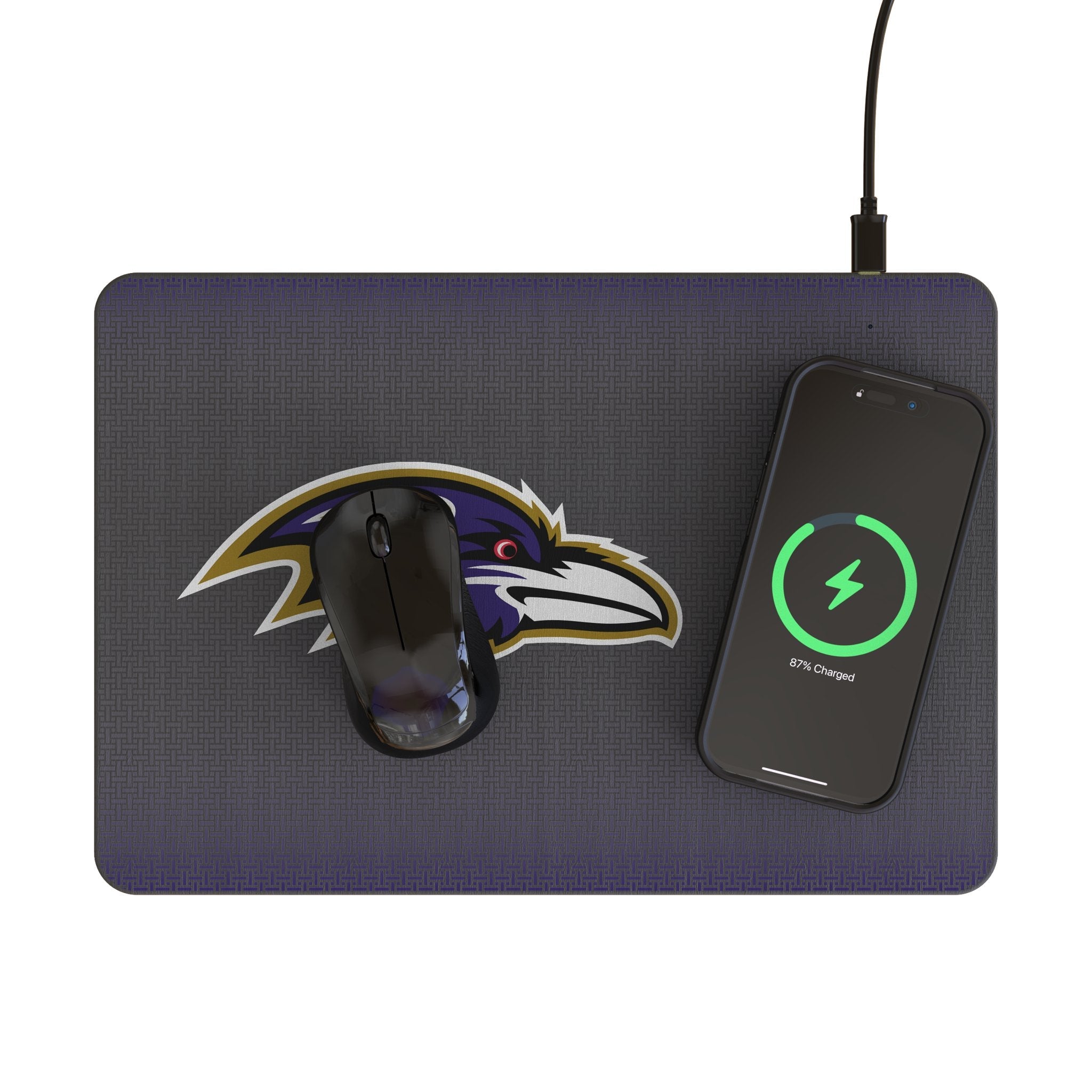 Baltimore Ravens Linen 15-Watt Wireless Charger and Mouse Pad 2