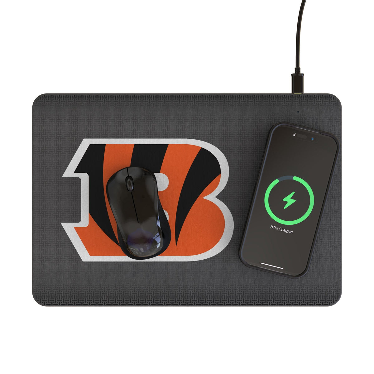 Cincinnati Bengals Linen 15-Watt Wireless Charger and Mouse Pad 2