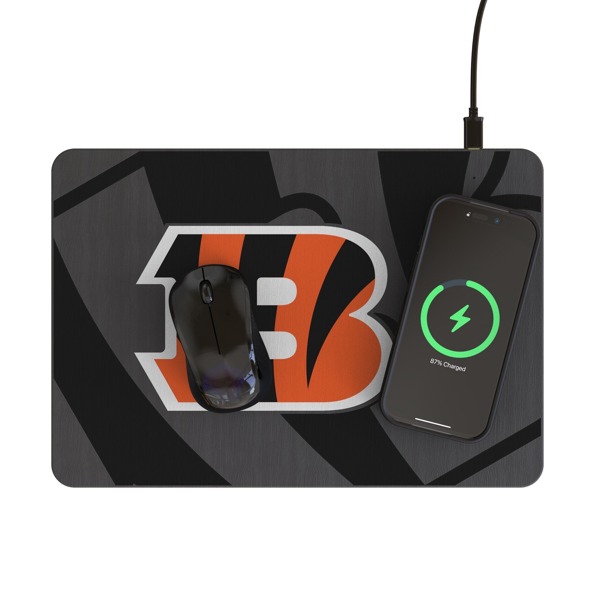 Cincinnati Bengals Monocolor Tilt 15-Watt Wireless Charger and Mouse Pad 2