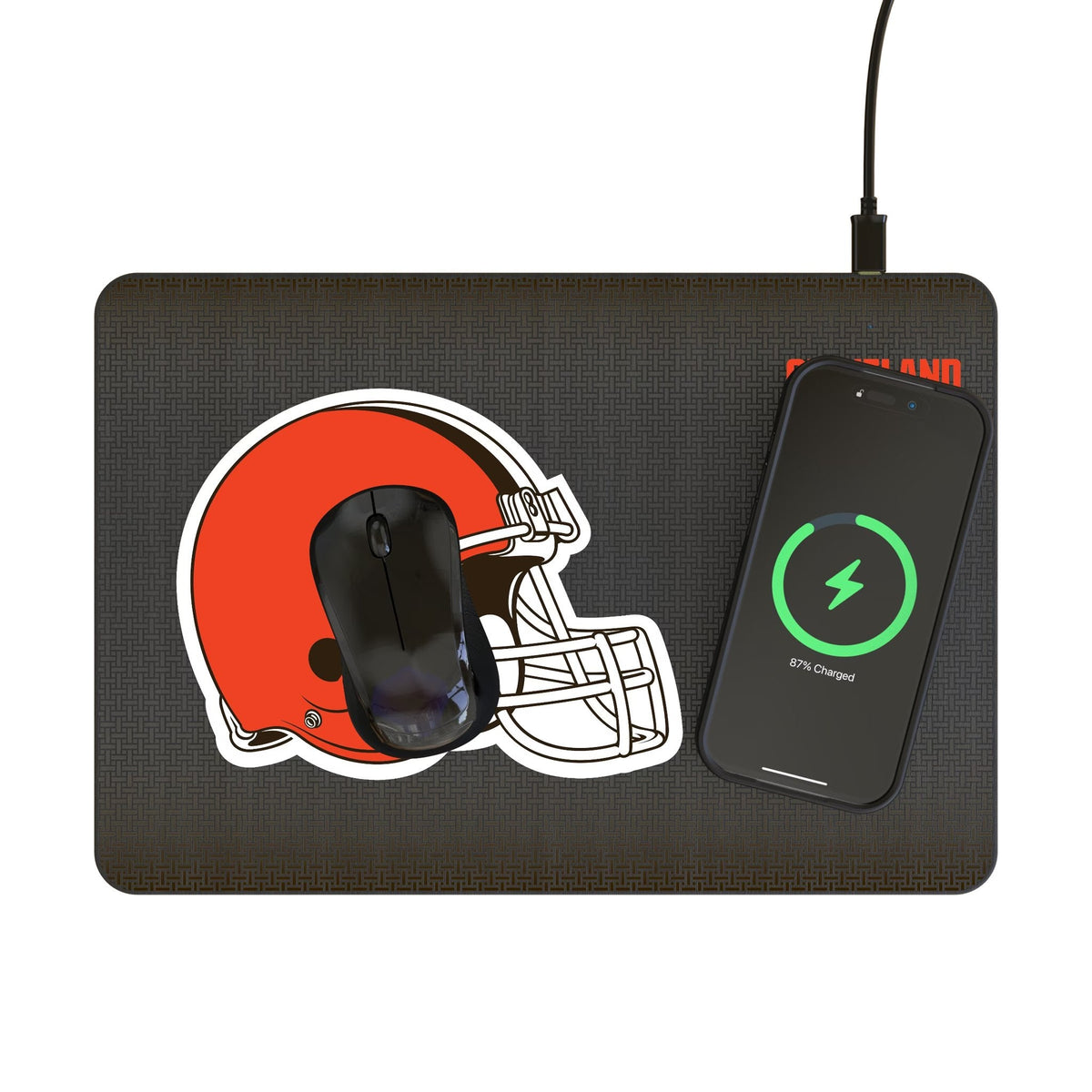 Cleveland Browns Linen 15-Watt Wireless Charger and Mouse Pad 2