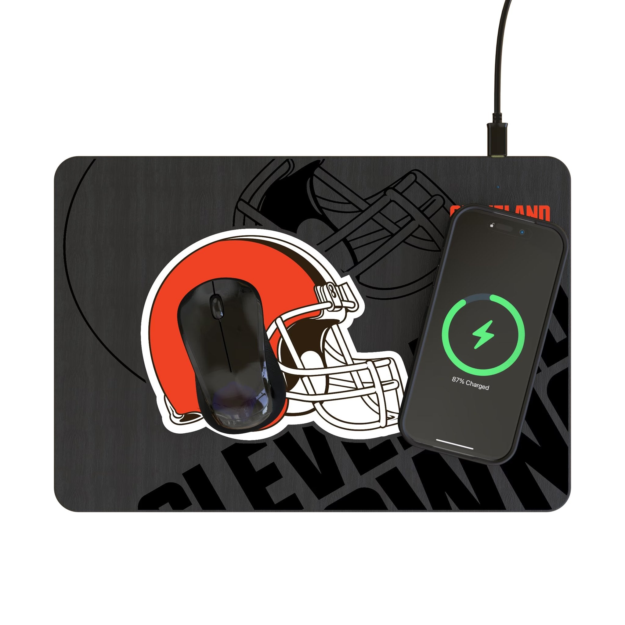 Cleveland Browns Monocolor Tilt 15-Watt Wireless Charger and Mouse Pad 2