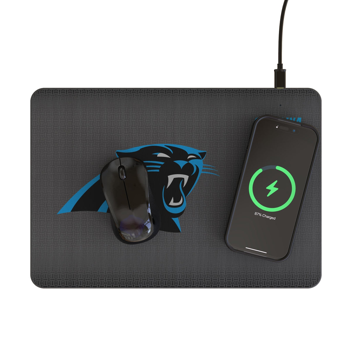Carolina Panthers Linen 15-Watt Wireless Charger and Mouse Pad 2