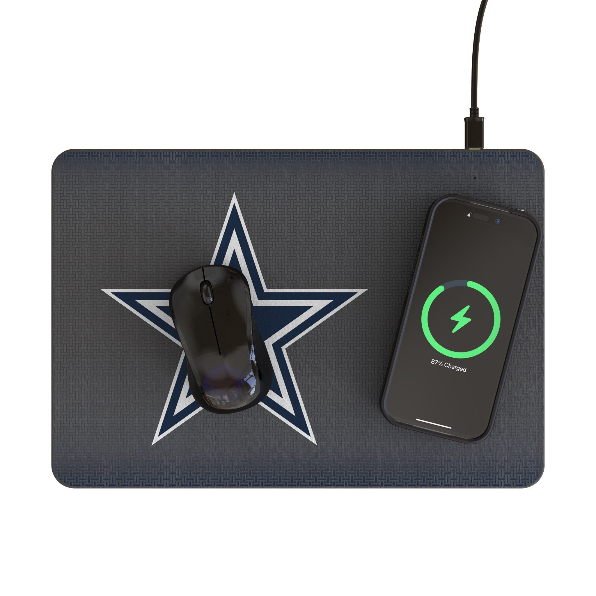Dallas Cowboys Linen 15-Watt Wireless Charger and Mouse Pad 2