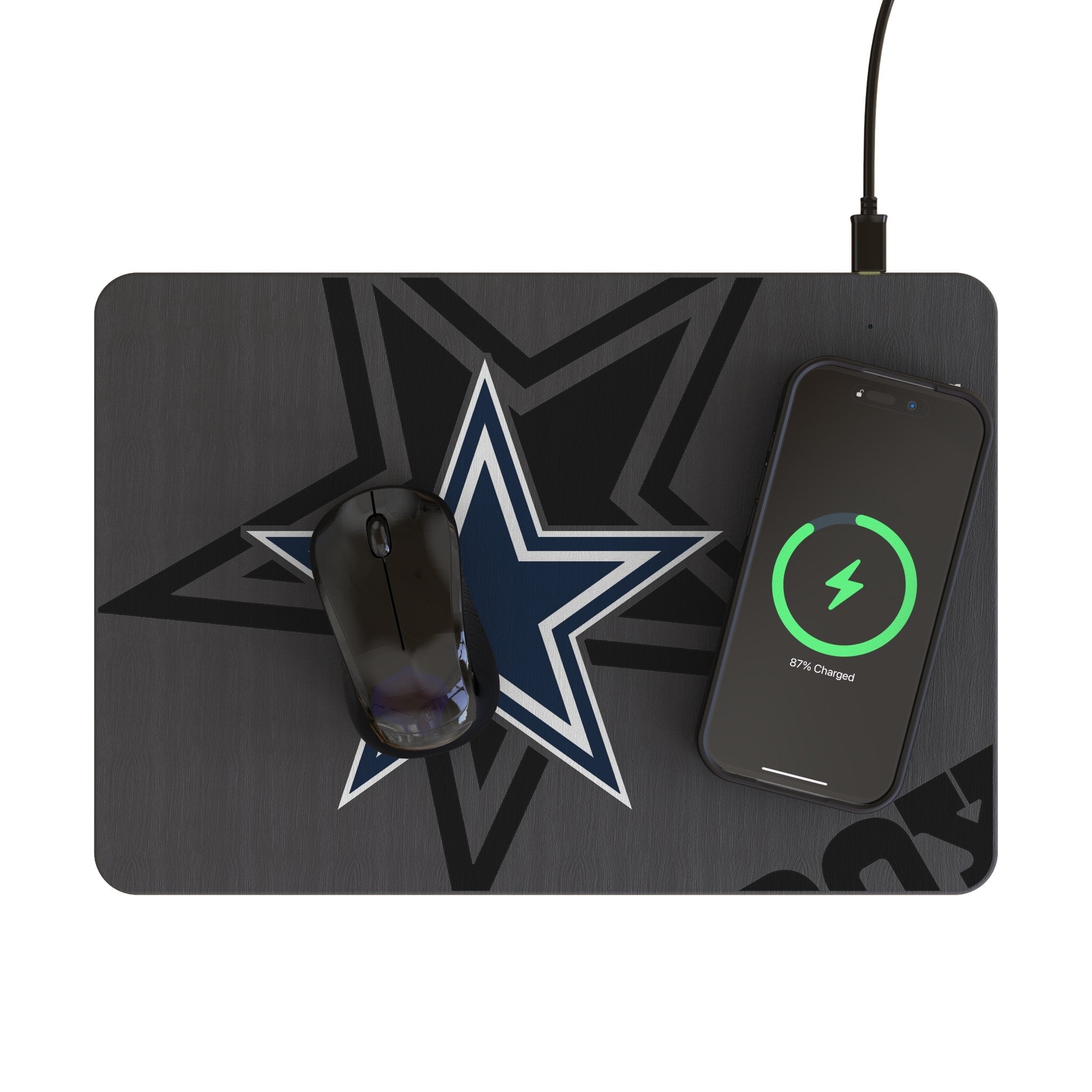 Dallas Cowboys Monocolor Tilt 15-Watt Wireless Charger and Mouse Pad 2