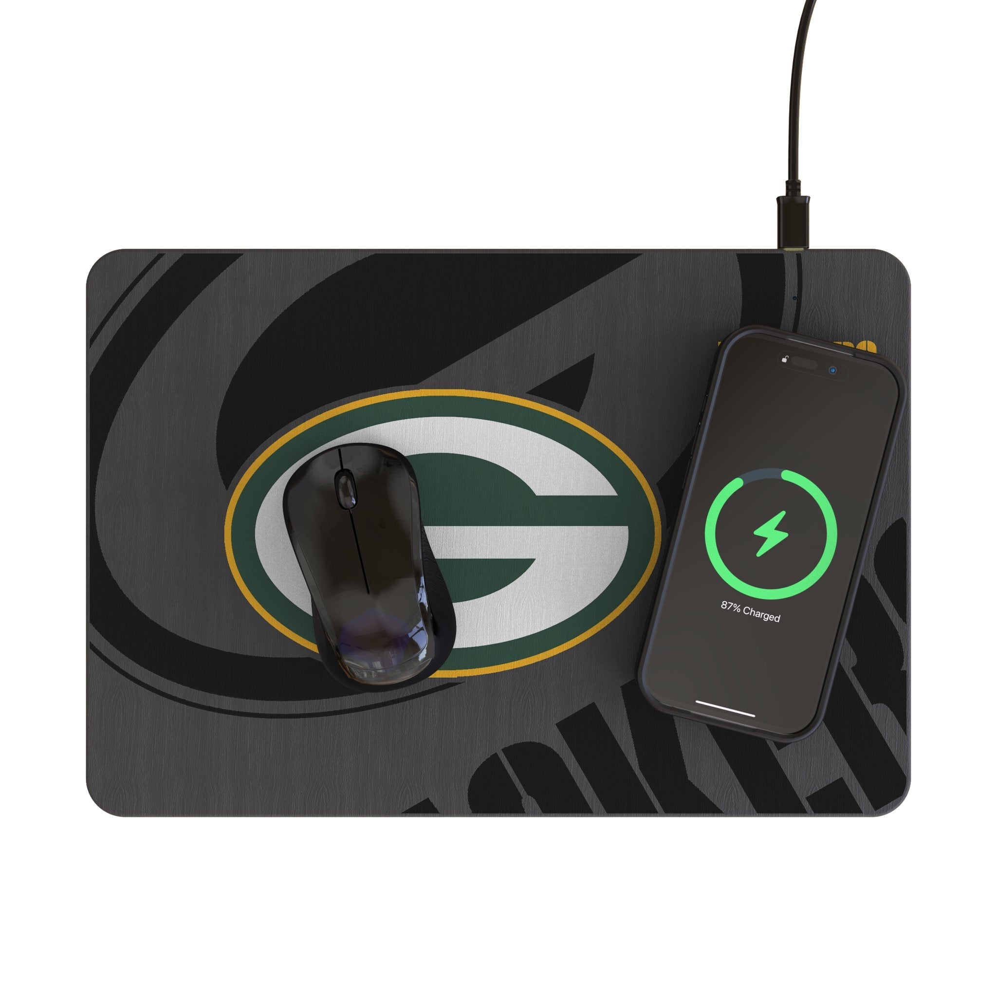 Green Bay Packers Monocolor Tilt 15-Watt Wireless Charger and Mouse Pad 2
