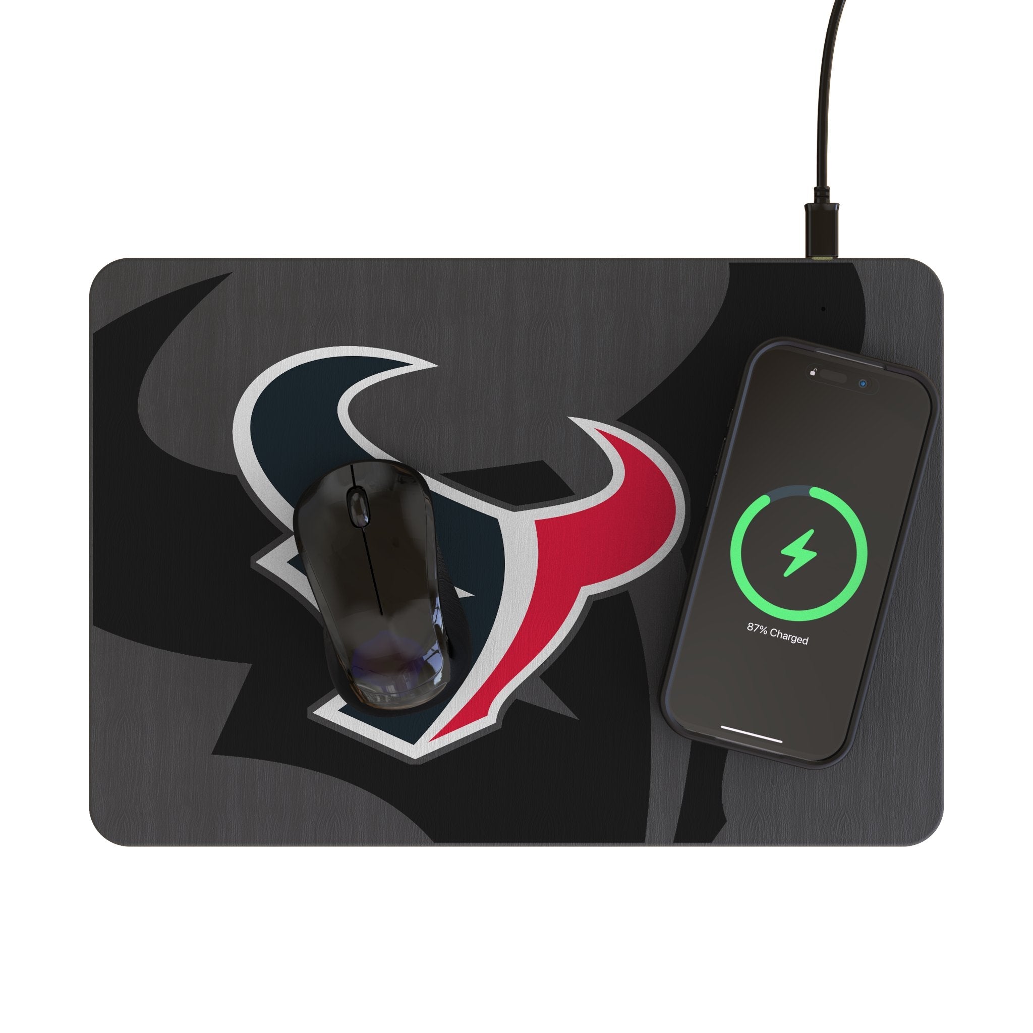 Houston Texans Monocolor Tilt 15-Watt Wireless Charger and Mouse Pad 2