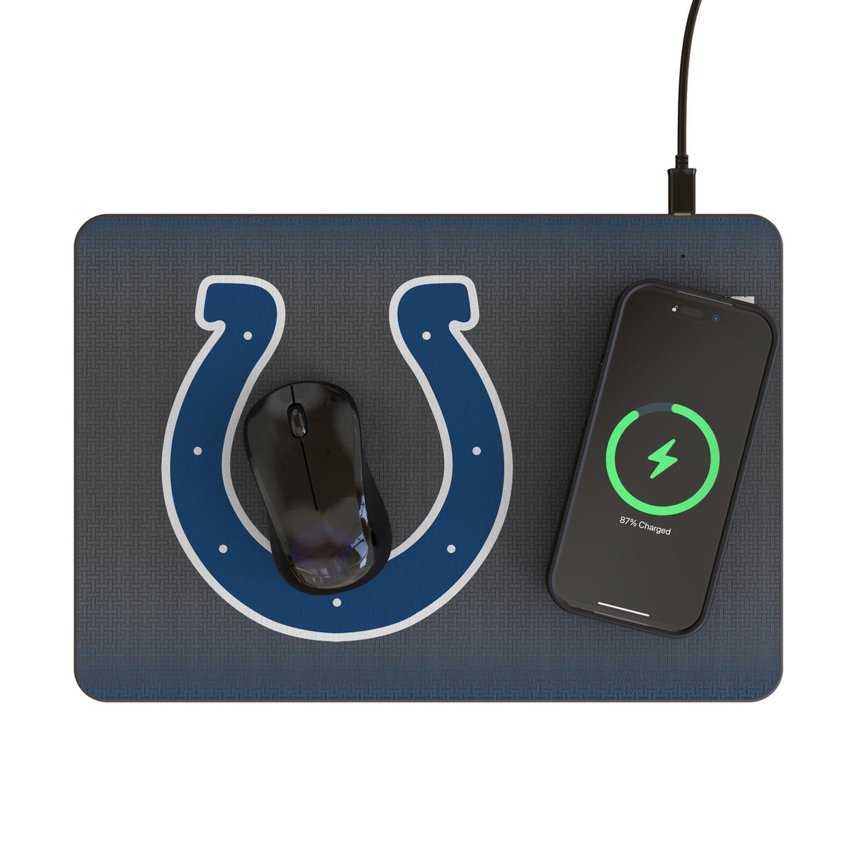 Indianapolis Colts Linen 15-Watt Wireless Charger and Mouse Pad 2
