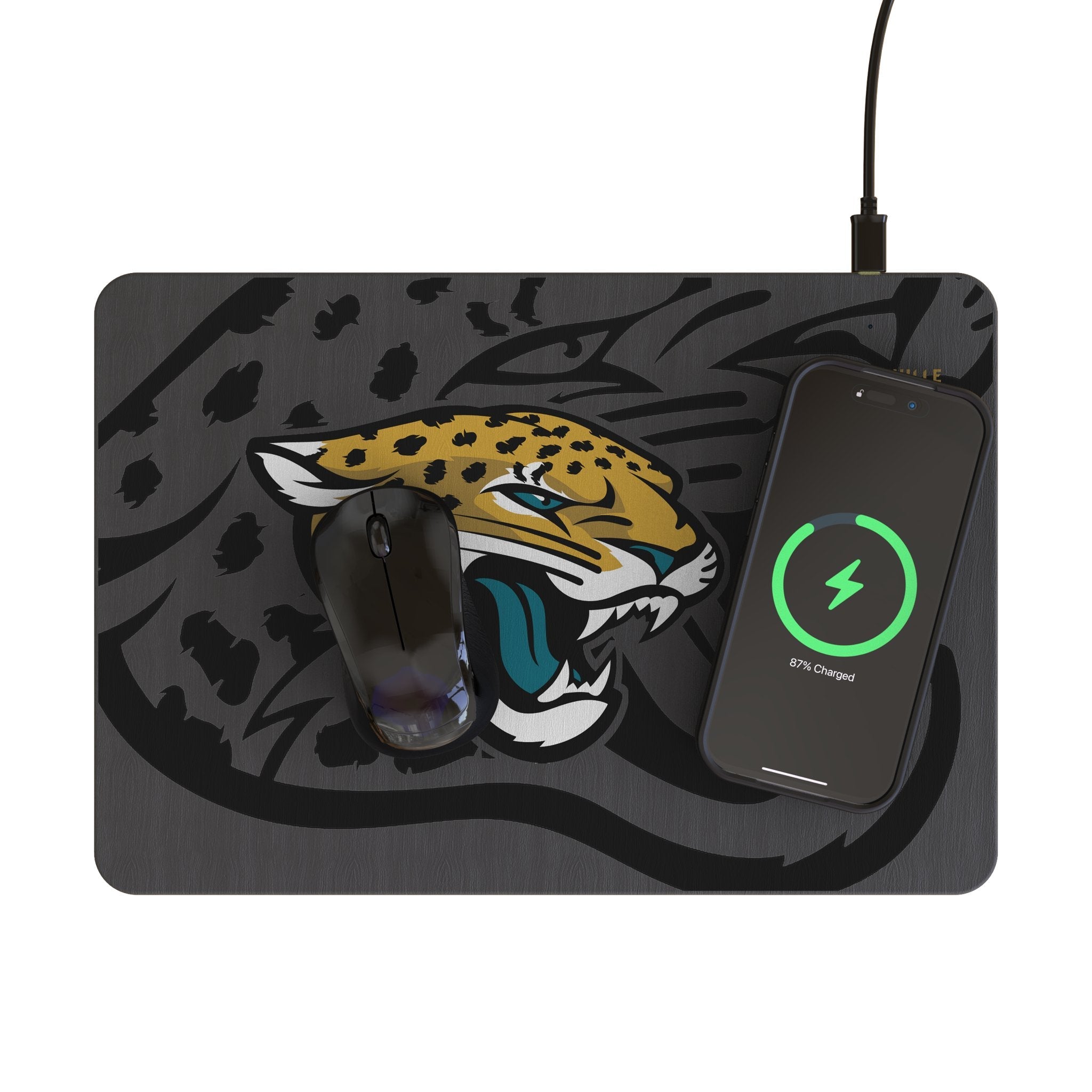 Jacksonville Jaguars Monocolor Tilt 15-Watt Wireless Charger and Mouse Pad 2