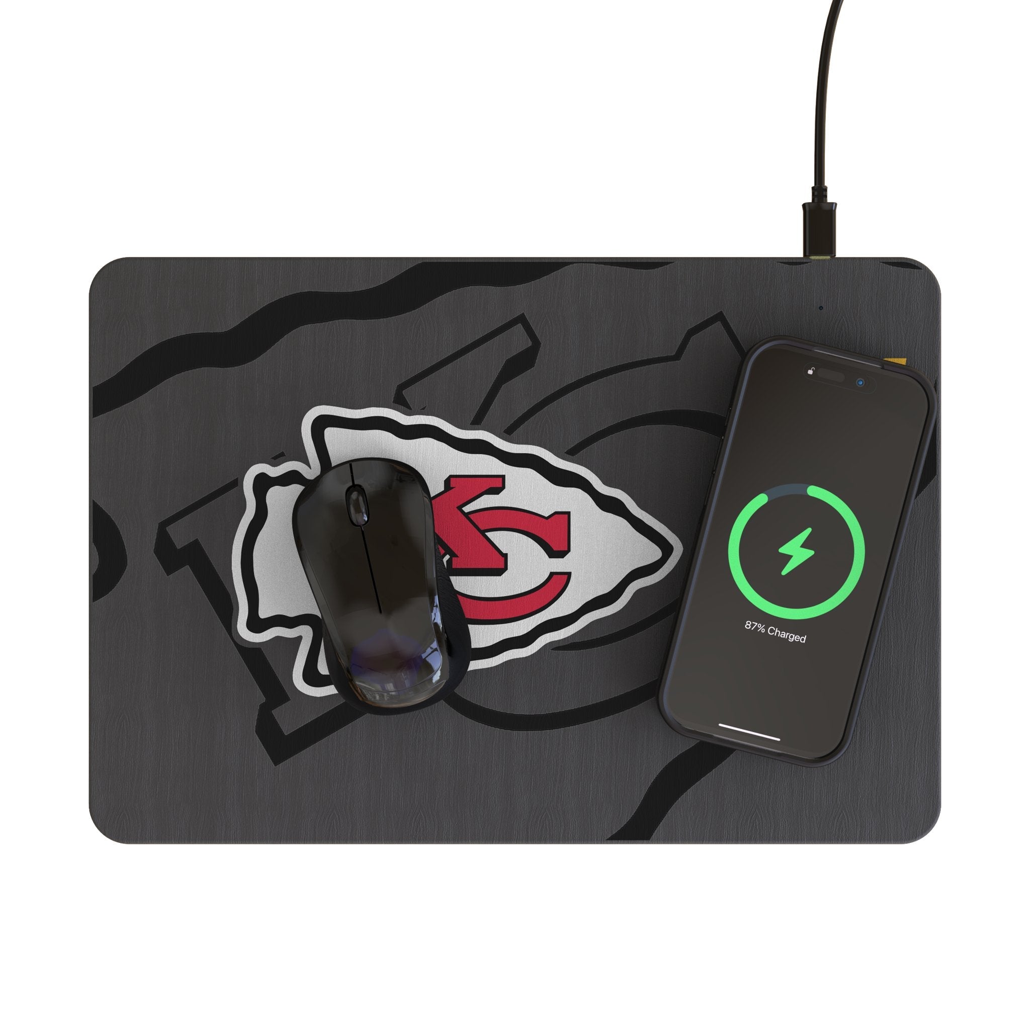 Kansas City Chiefs Monocolor Tilt 15-Watt Wireless Charger and Mouse Pad 2