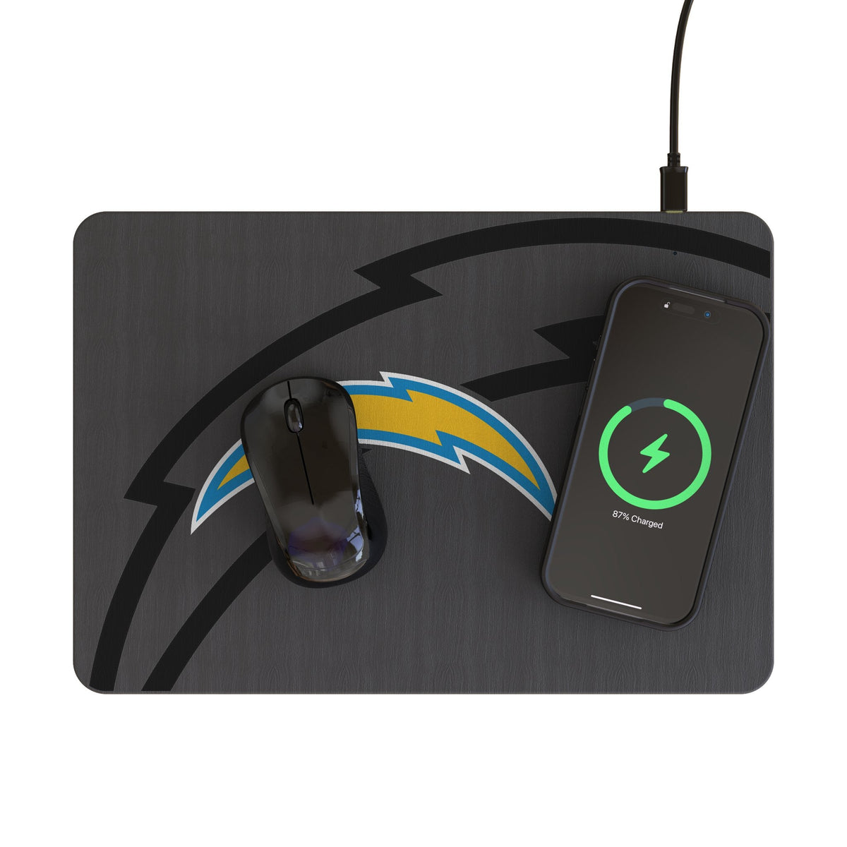 Los Angeles Chargers Monocolor Tilt 15-Watt Wireless Charger and Mouse Pad 2
