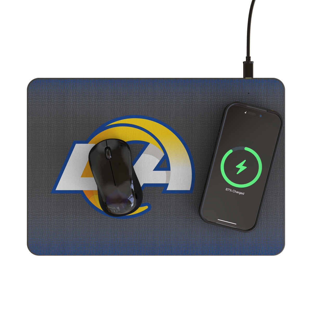 Los Angeles Rams Linen 15-Watt Wireless Charger and Mouse Pad 2
