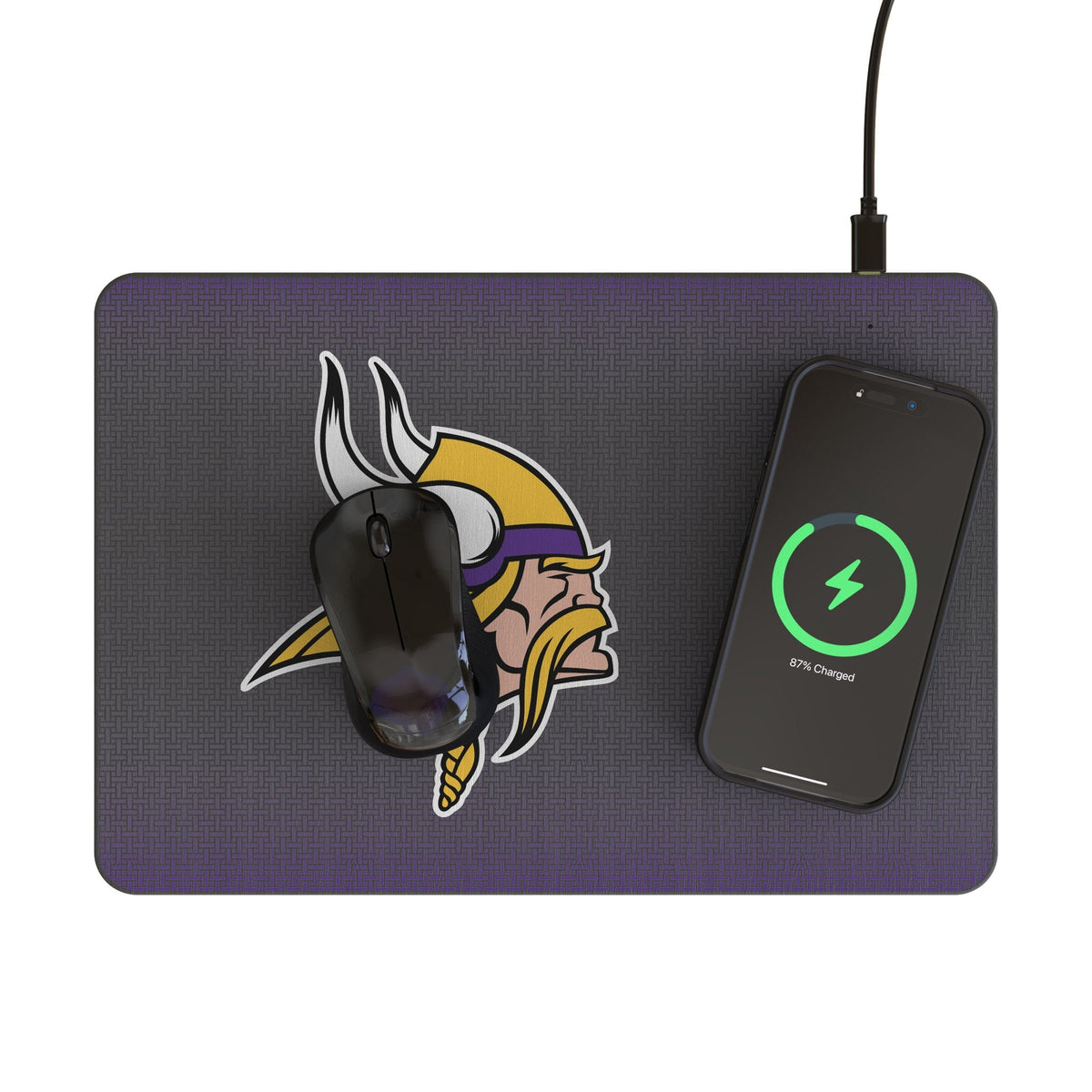 Minnesota Vikings Linen 15-Watt Wireless Charger and Mouse Pad 2