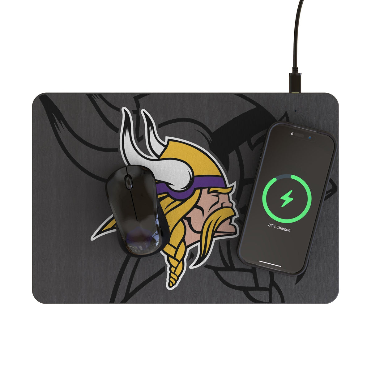 Minnesota Vikings Monocolor Tilt 15-Watt Wireless Charger and Mouse Pad 2