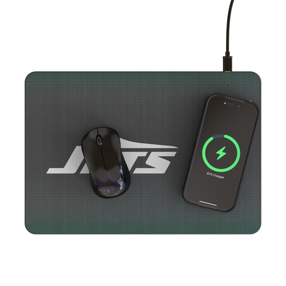 New York Jets Linen 15-Watt Wireless Charger and Mouse Pad 2