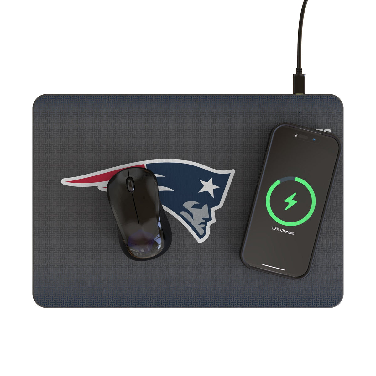 New England Patriots Linen 15-Watt Wireless Charger and Mouse Pad 2