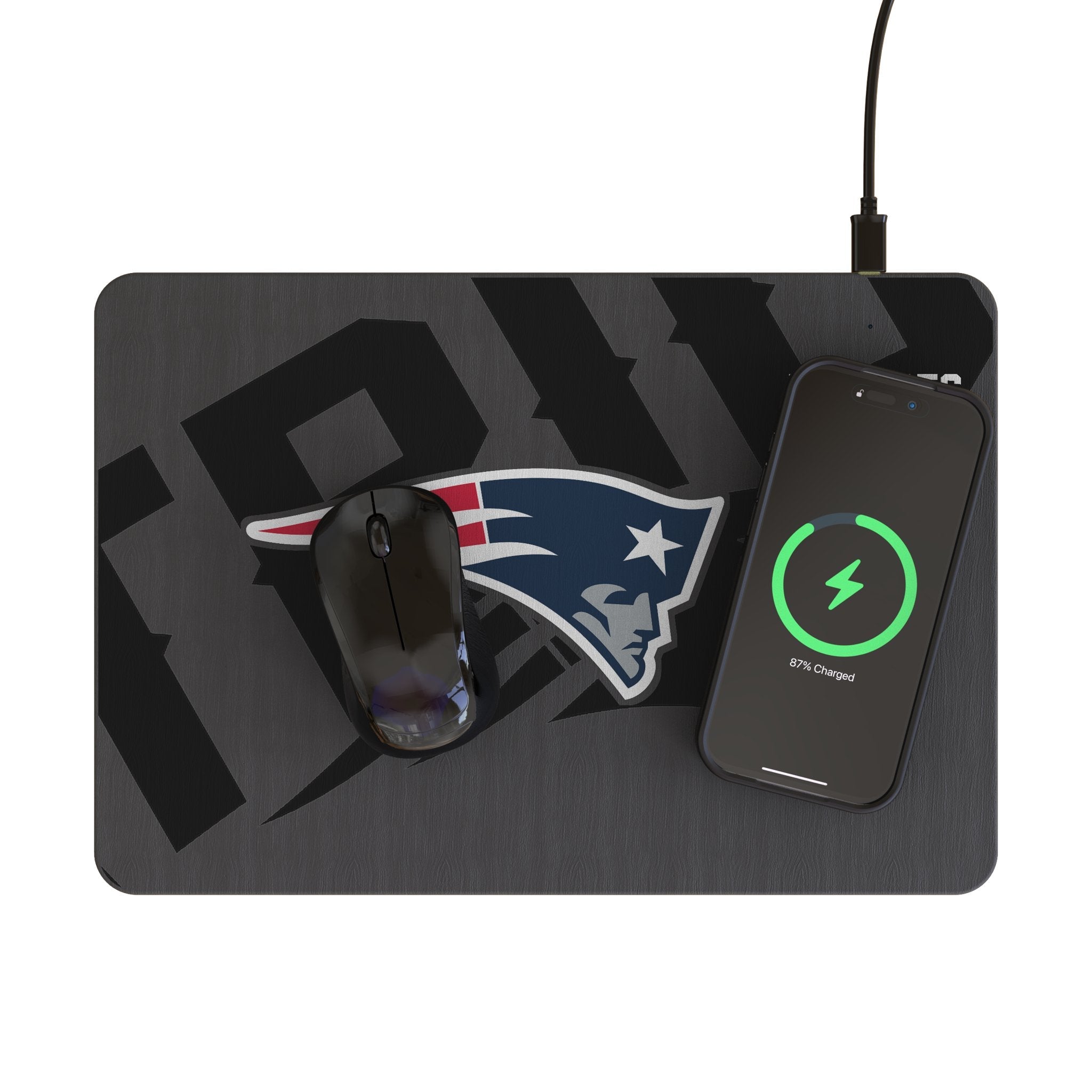 New England Patriots Monocolor Tilt 15-Watt Wireless Charger and Mouse Pad 2