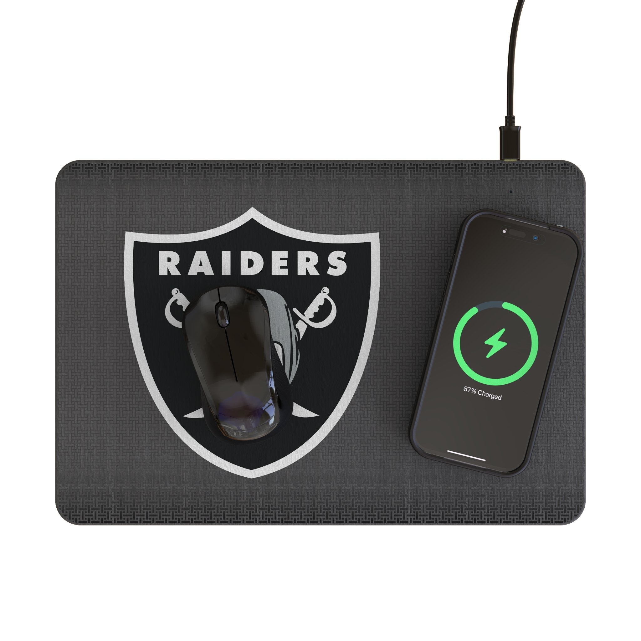 Las Vegas Raiders Linen 15-Watt Wireless Charger and Mouse Pad 2