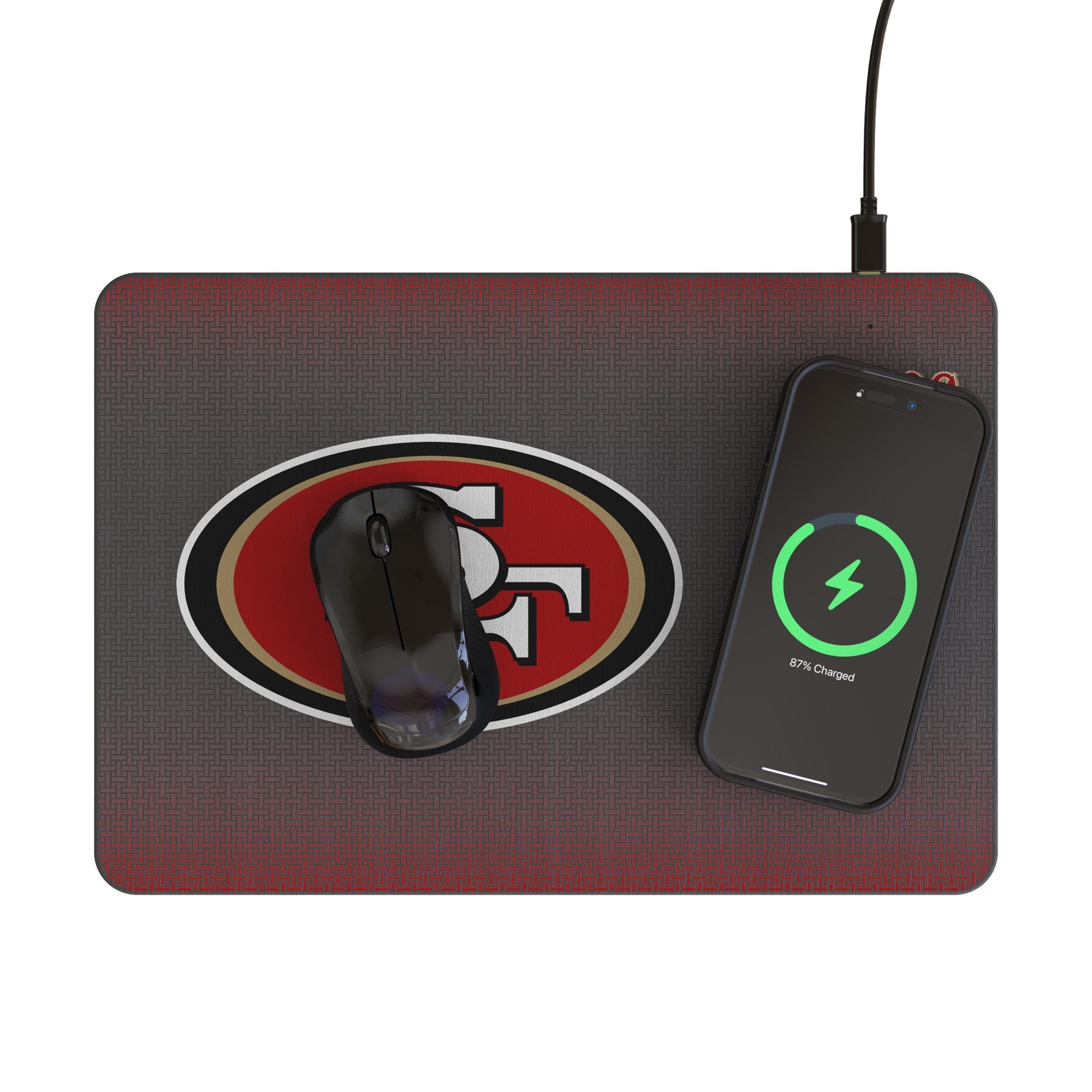 San Francisco 49ers Linen 15-Watt Wireless Charger and Mouse Pad 2