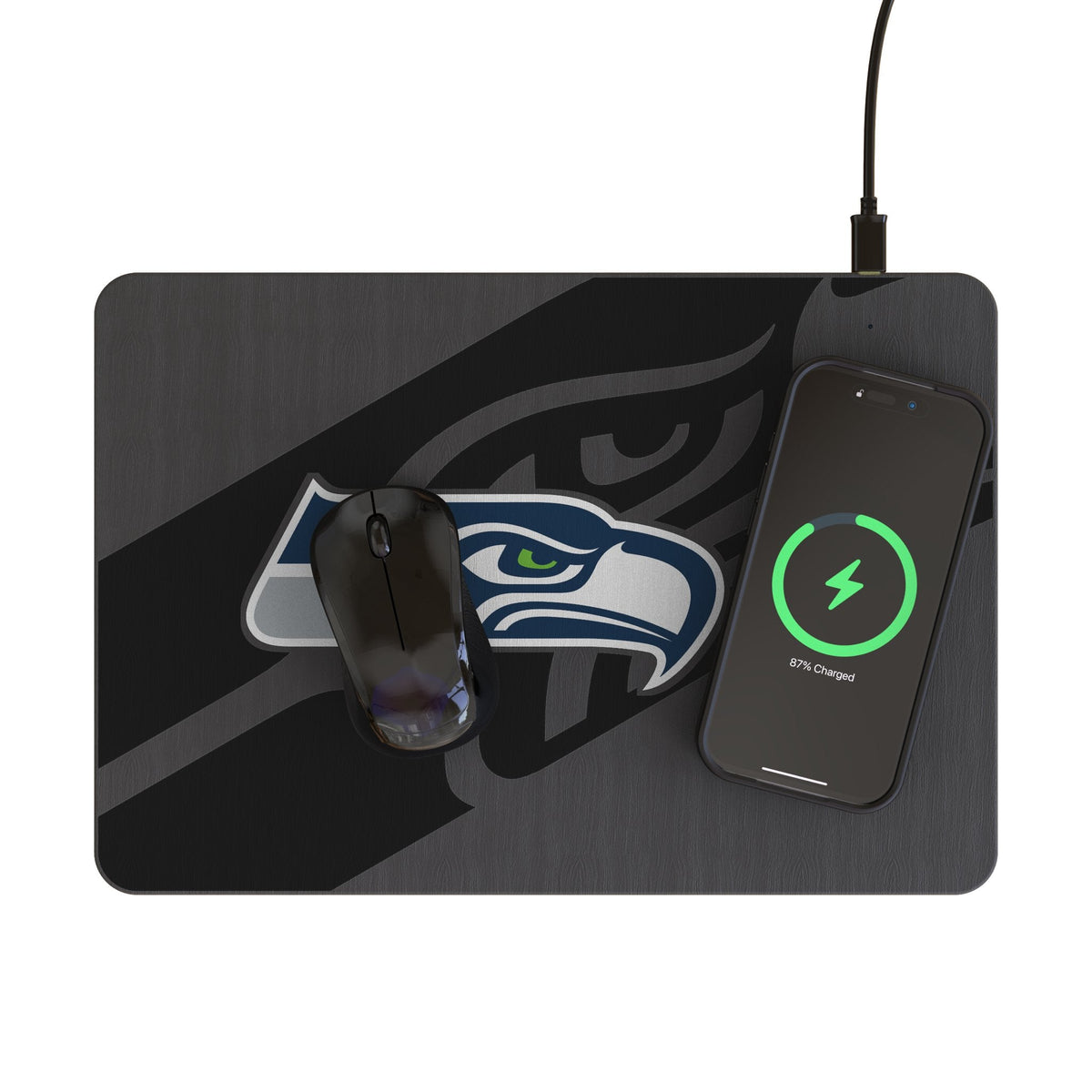 Seattle Seahawks Monocolor Tilt 15-Watt Wireless Charger and Mouse Pad