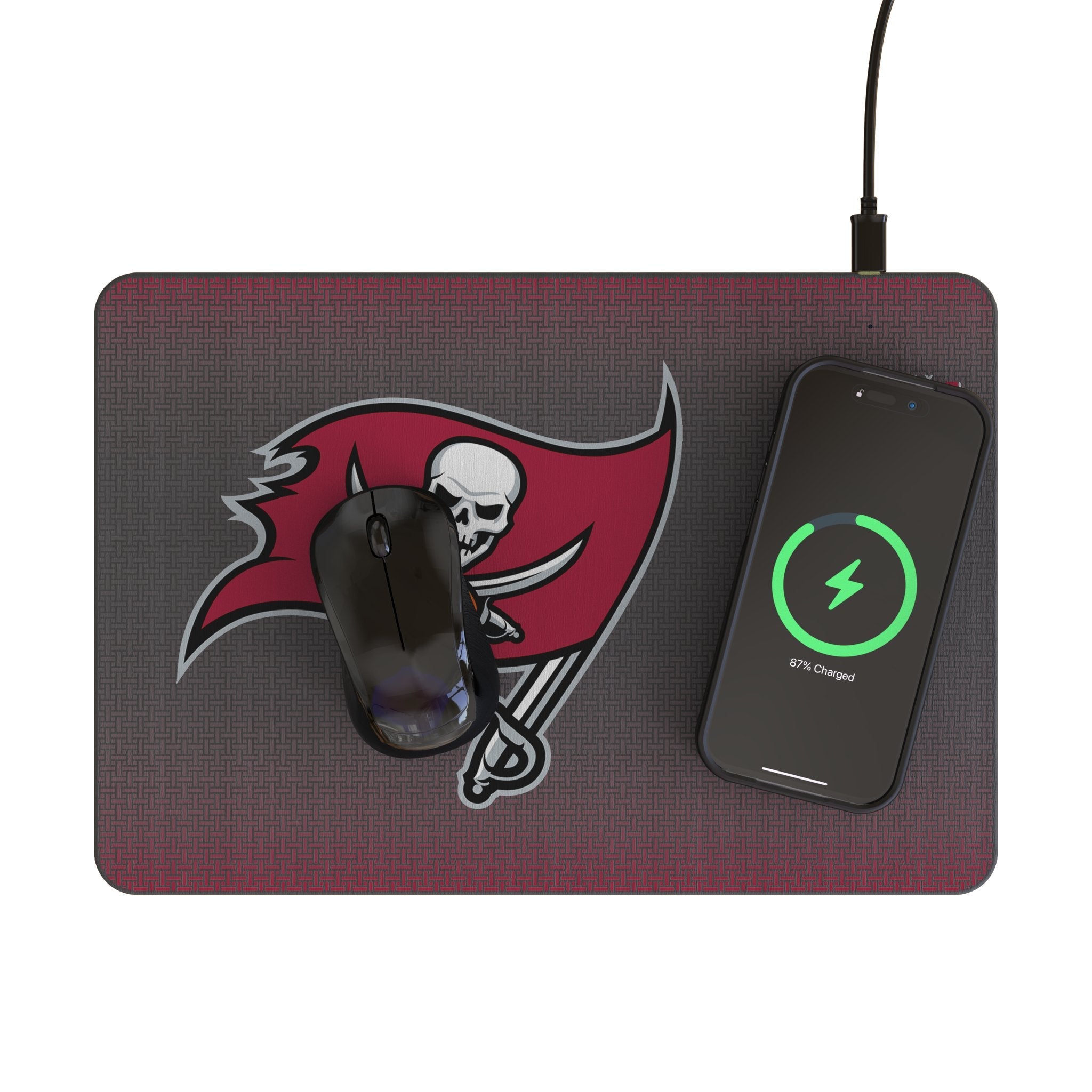 Tampa Bay Buccaneers Linen 15-Watt Wireless Charger and Mouse Pad 2