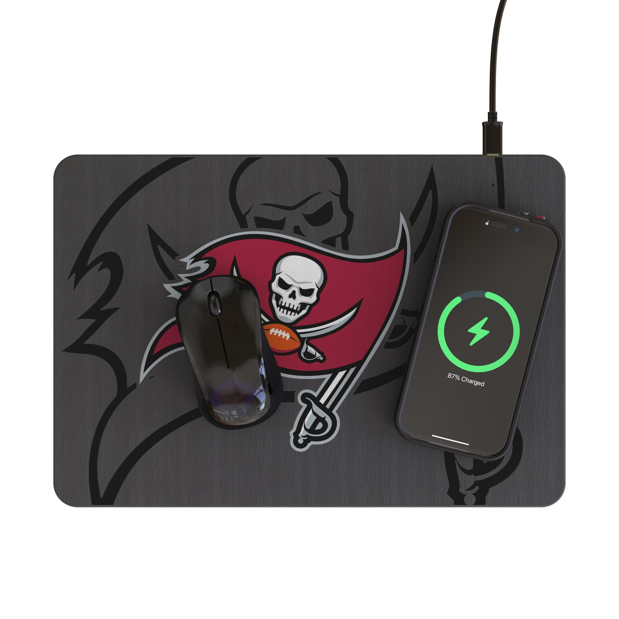 Tampa Bay Buccaneers Monocolor Tilt 15-Watt Wireless Charger and Mouse Pad 2