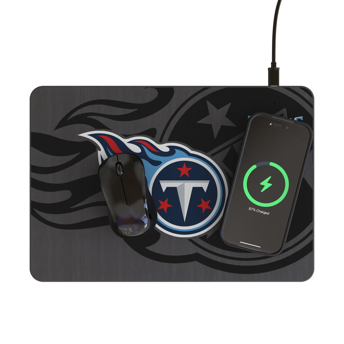 Tennessee Titans Monocolor Tilt 15-Watt Wireless Charger and Mouse Pad 2
