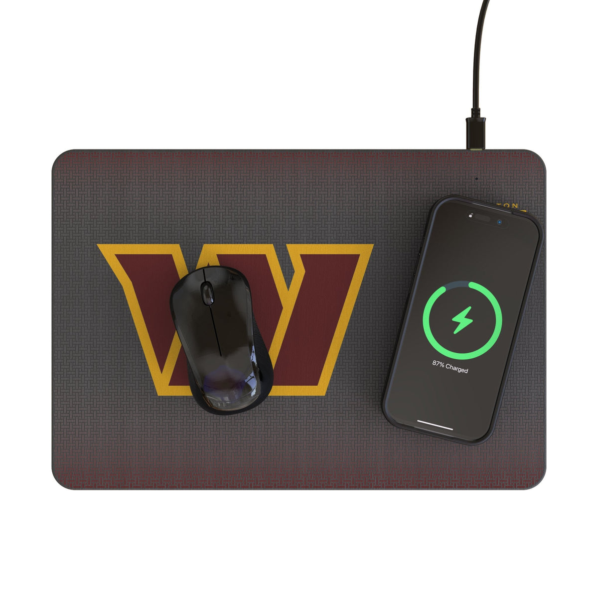 Washington Commanders Linen 15-Watt Wireless Charger and Mouse Pad