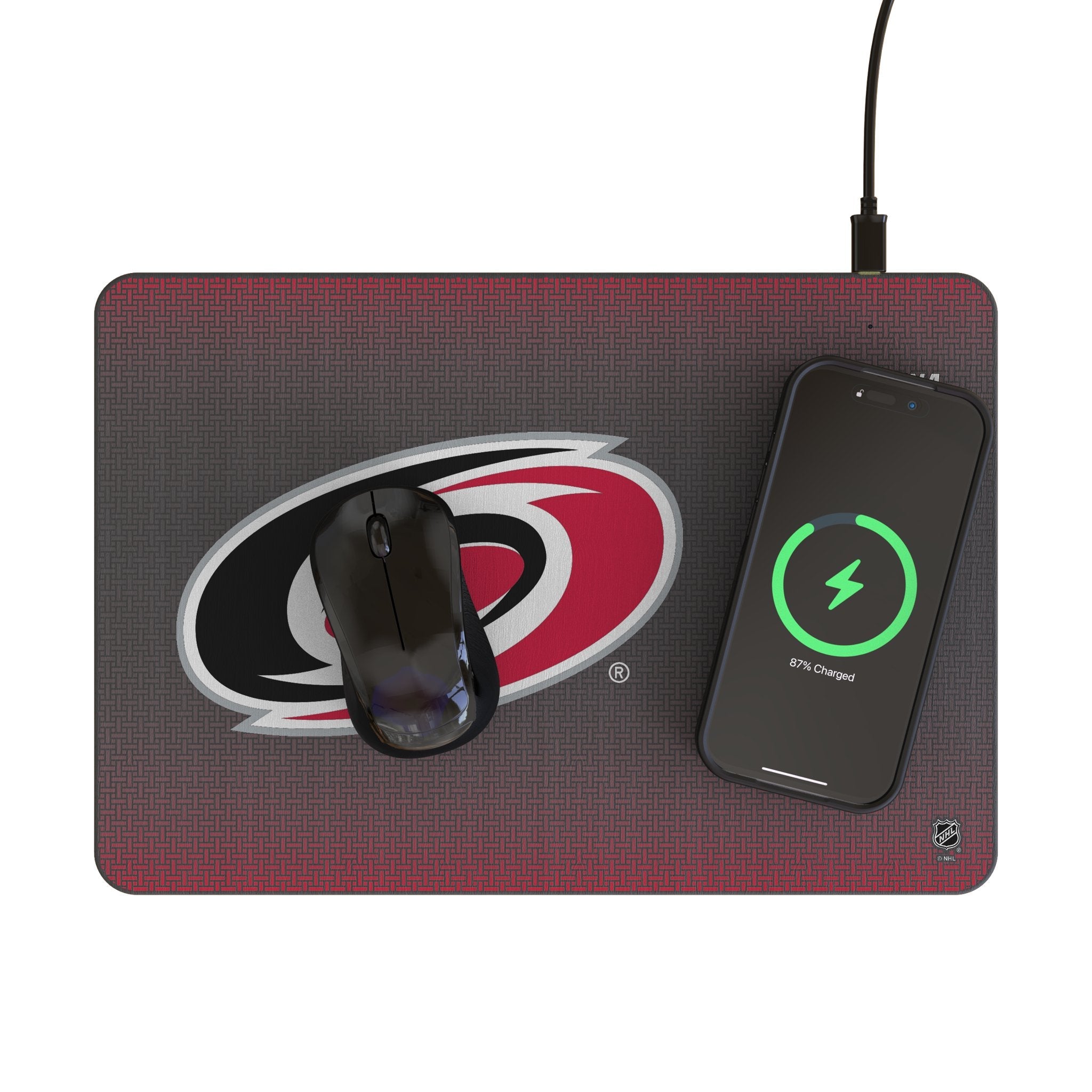 Carolina Hurricanes Linen 15-Watt Wireless Charger and Mouse Pad