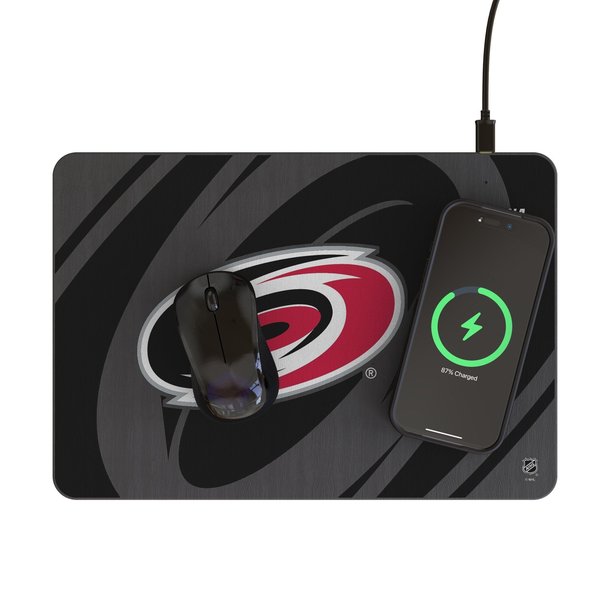 Carolina Hurricanes Monocolor Tilt 15-Watt Wireless Charger and Mouse Pad