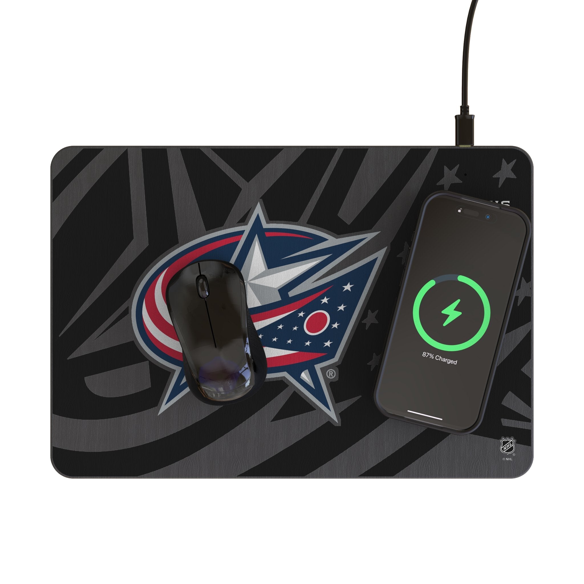 Columbus Blue Jackets Monocolor Tilt 15-Watt Wireless Charger and Mouse Pad