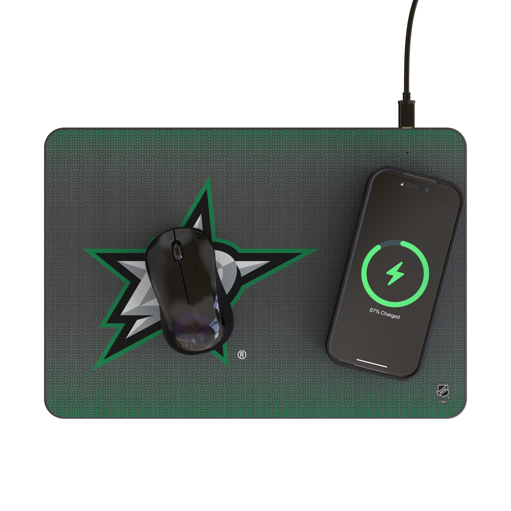Dallas Stars Linen 15-Watt Wireless Charger and Mouse Pad
