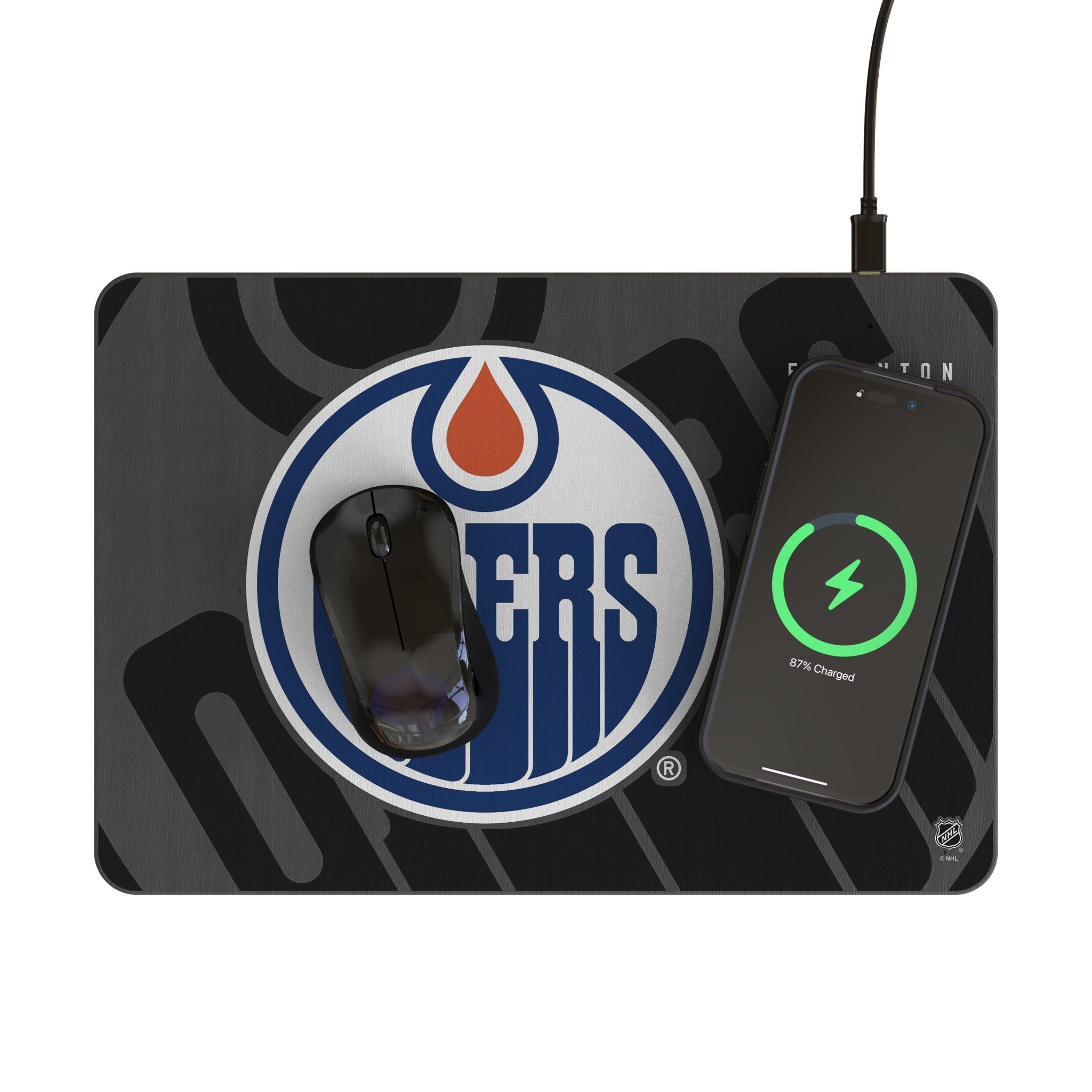 Edmonton Oilers Monocolor Tilt 15-Watt Wireless Charger and Mouse Pad