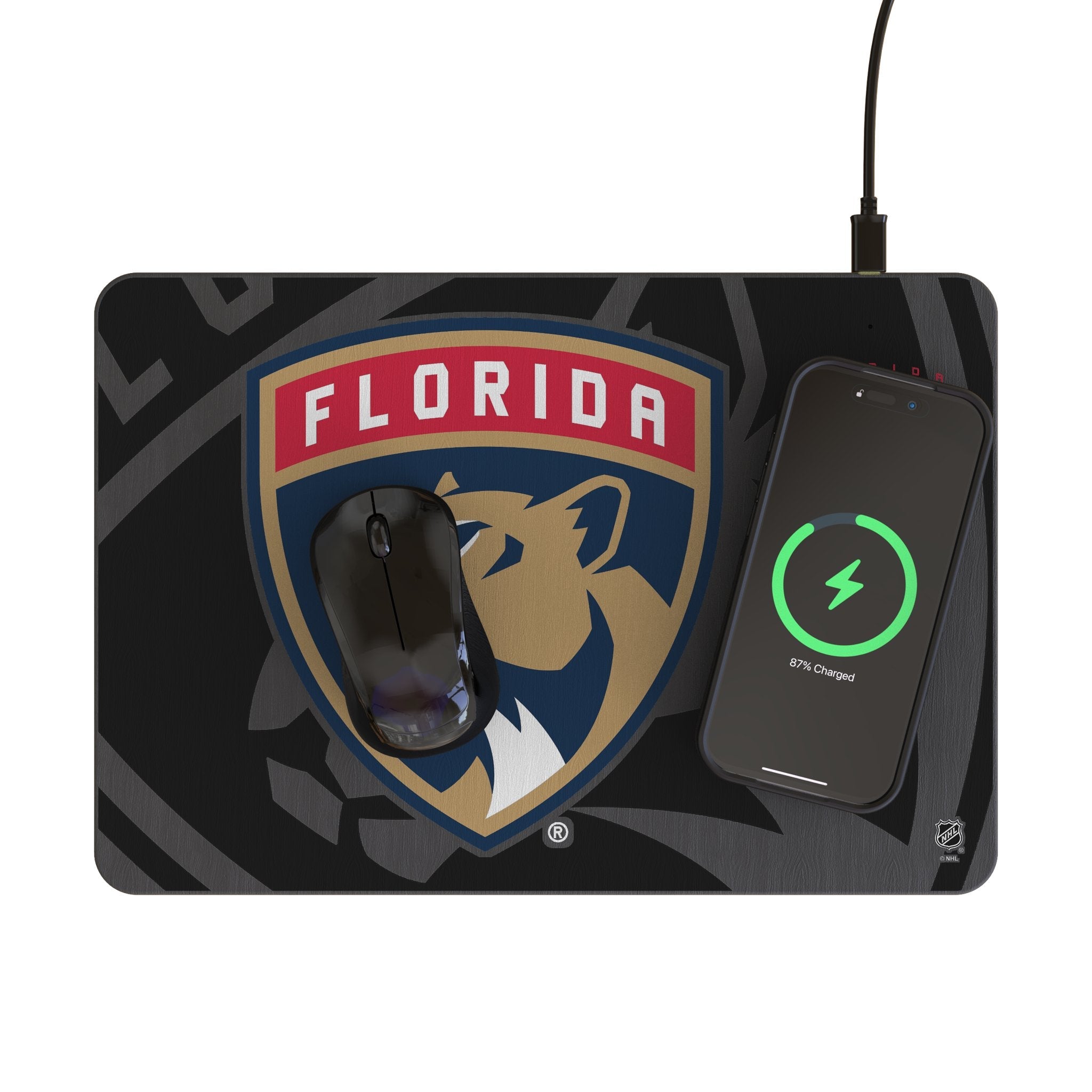Florida Panthers Monocolor Tilt 15-Watt Wireless Charger and Mouse Pad
