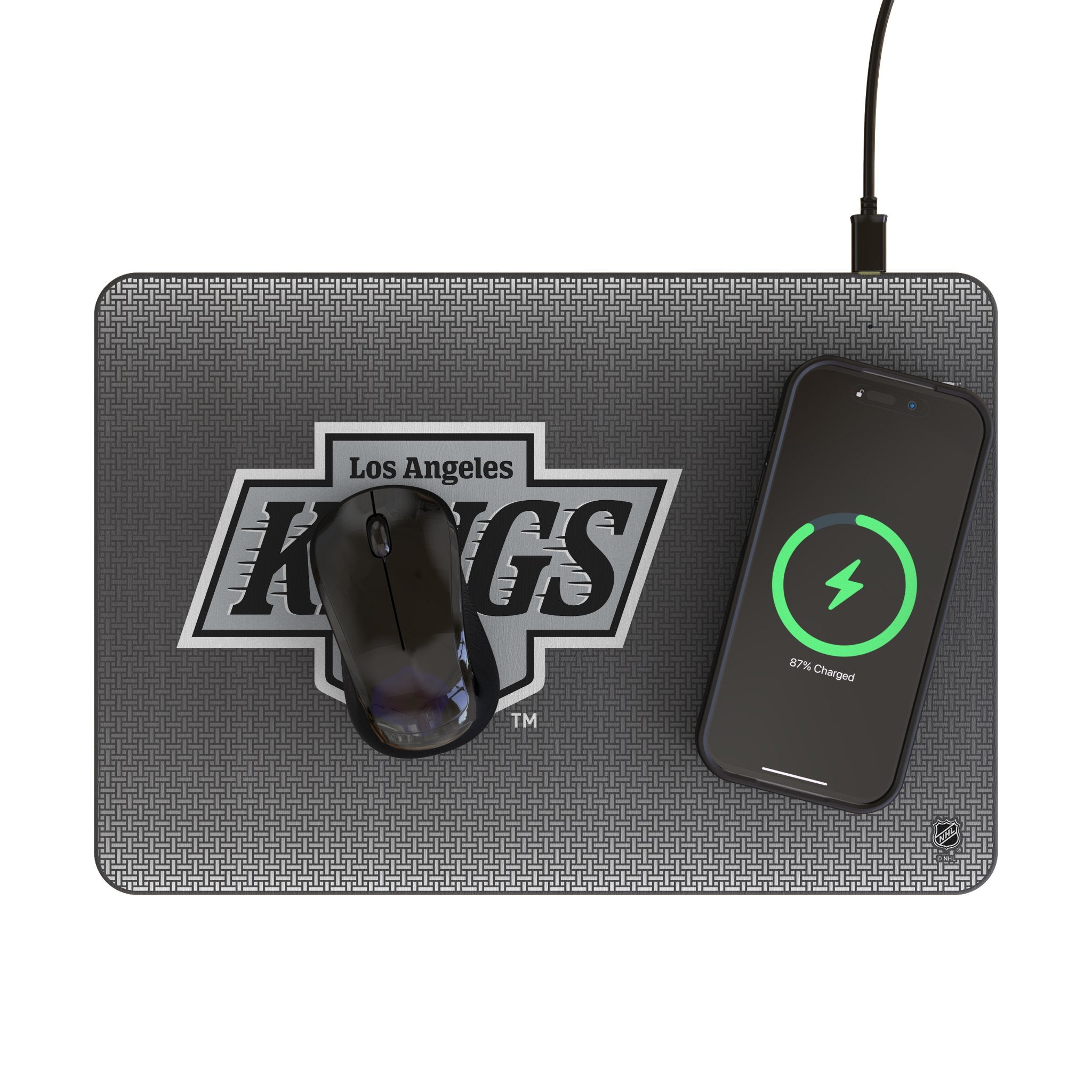 LA Kings Linen 15-Watt Wireless Charger and Mouse Pad