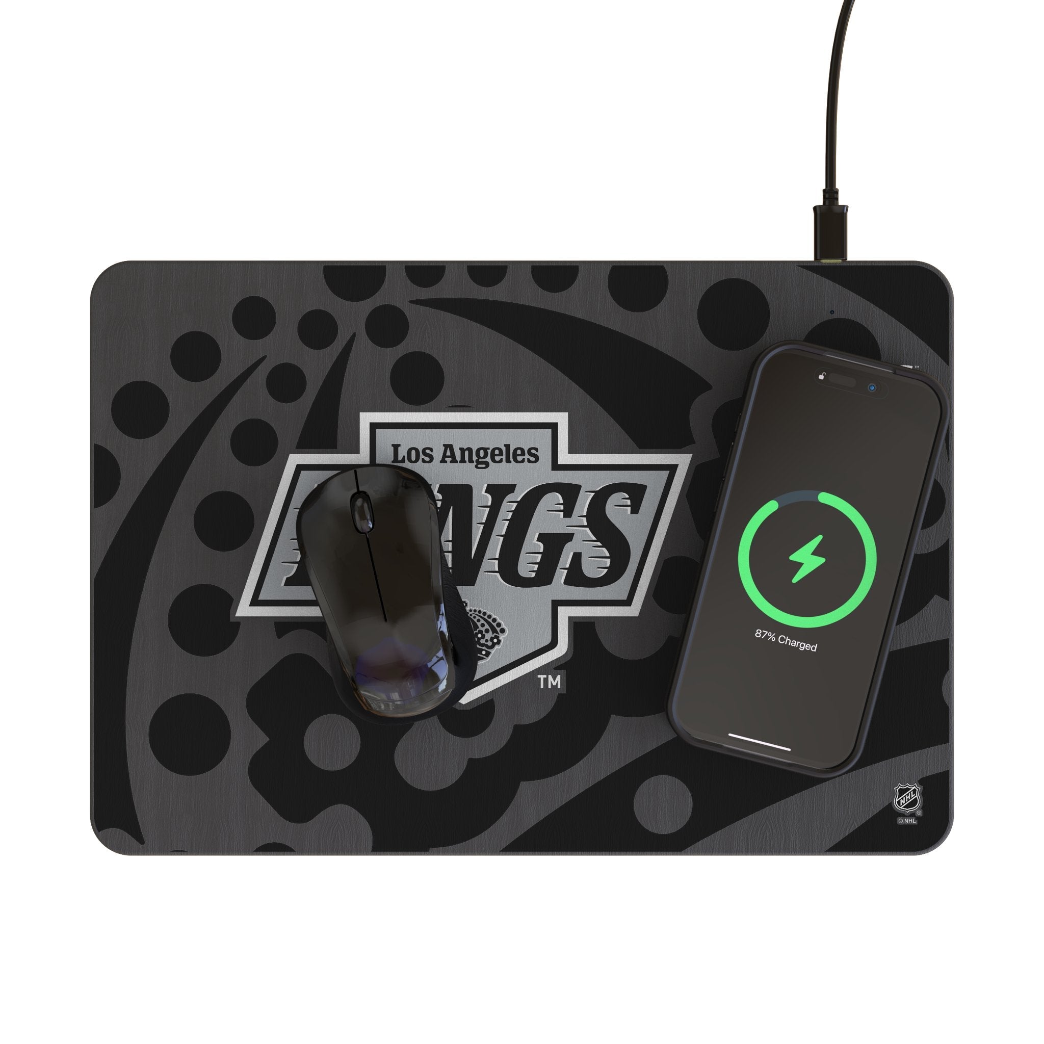 LA Kings Monocolor Tilt 15-Watt Wireless Charger and Mouse Pad