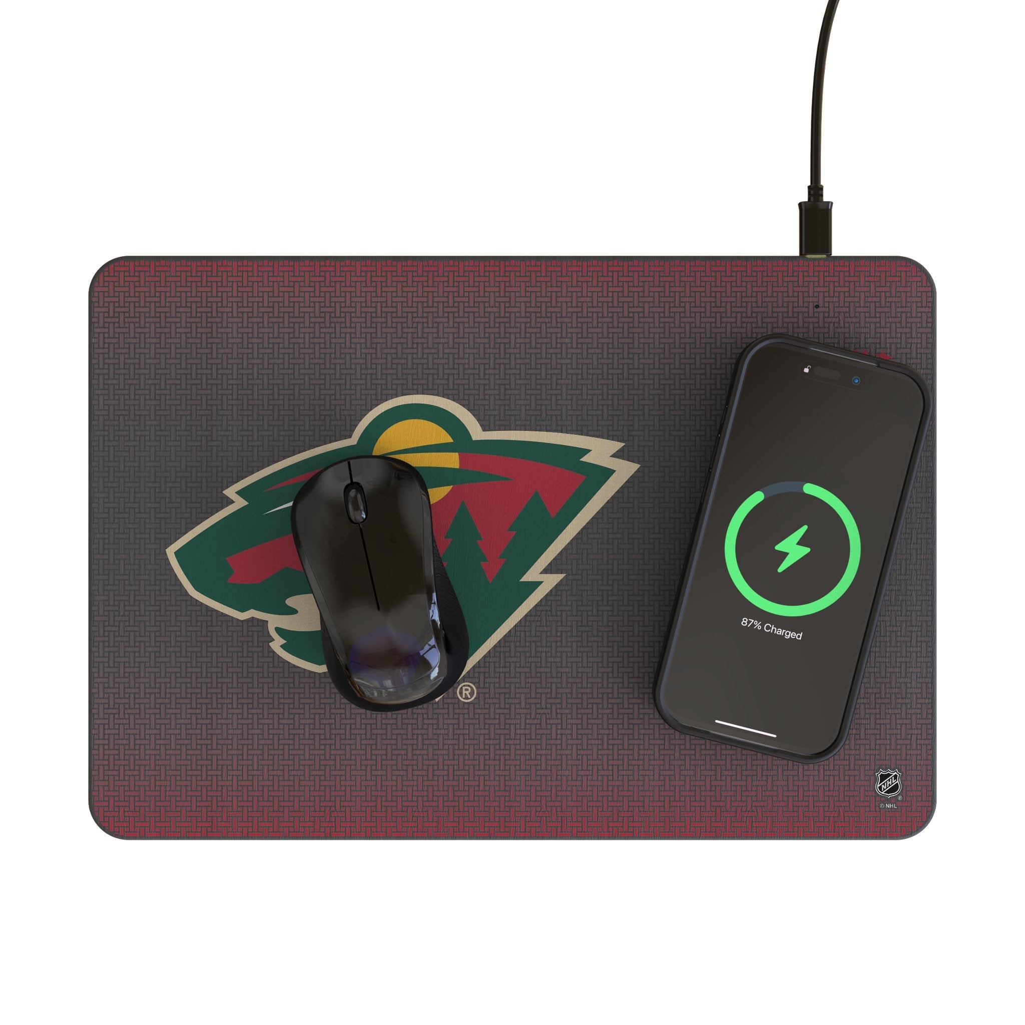 Minnesota Wild Linen 15-Watt Wireless Charger and Mouse Pad
