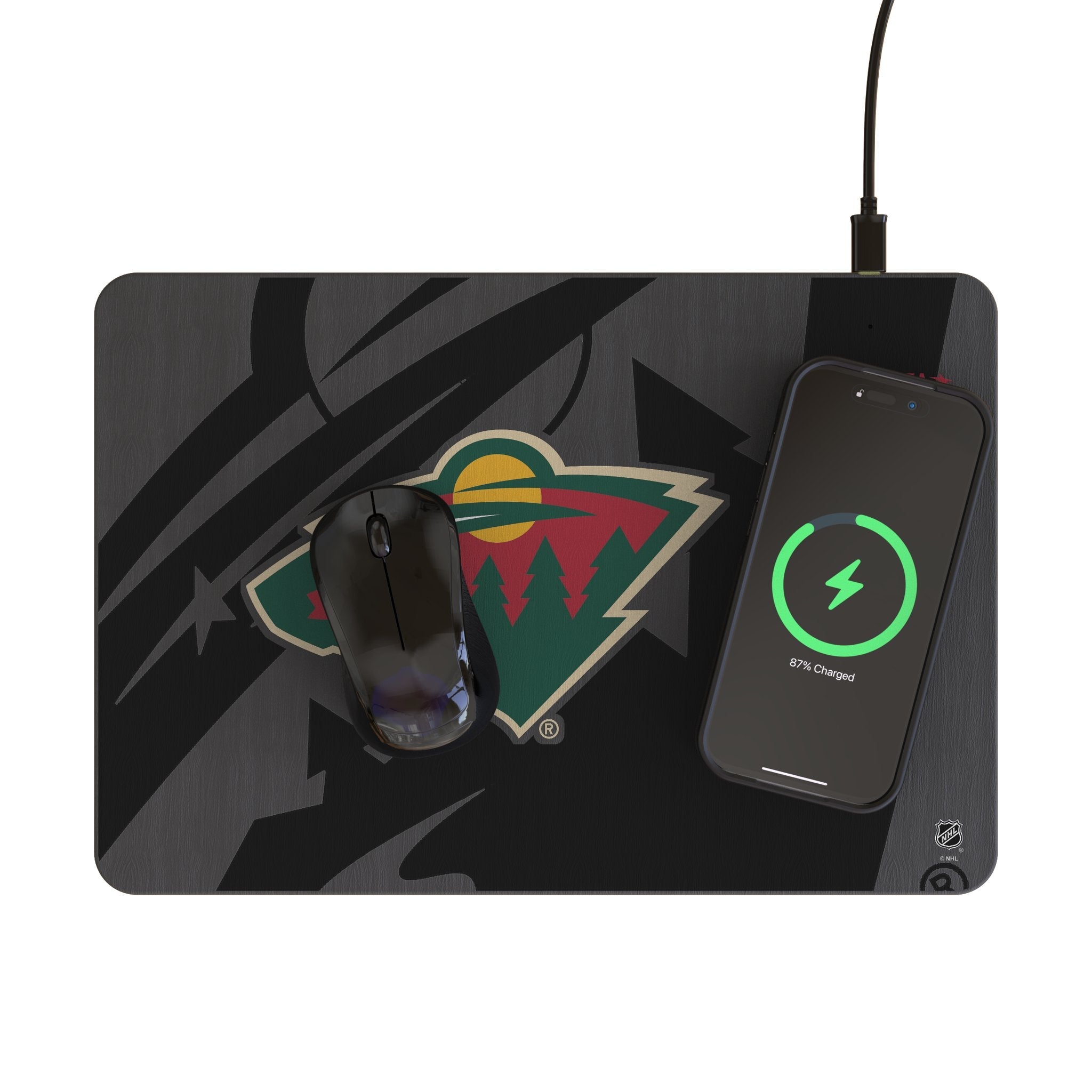 Minnesota Wild Monocolor Tilt 15-Watt Wireless Charger and Mouse Pad