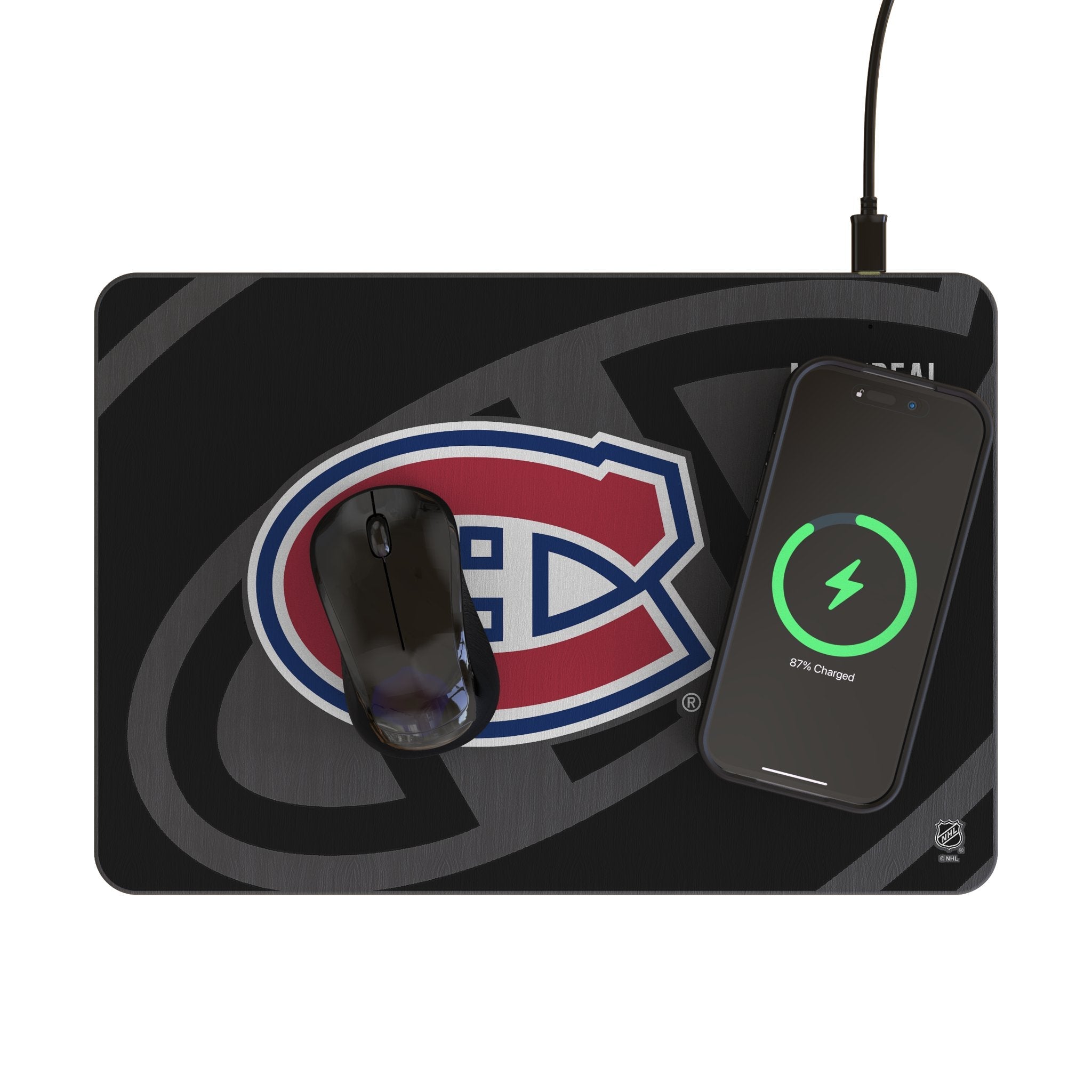Montreal Canadiens Monocolor Tilt 15-Watt Wireless Charger and Mouse Pad