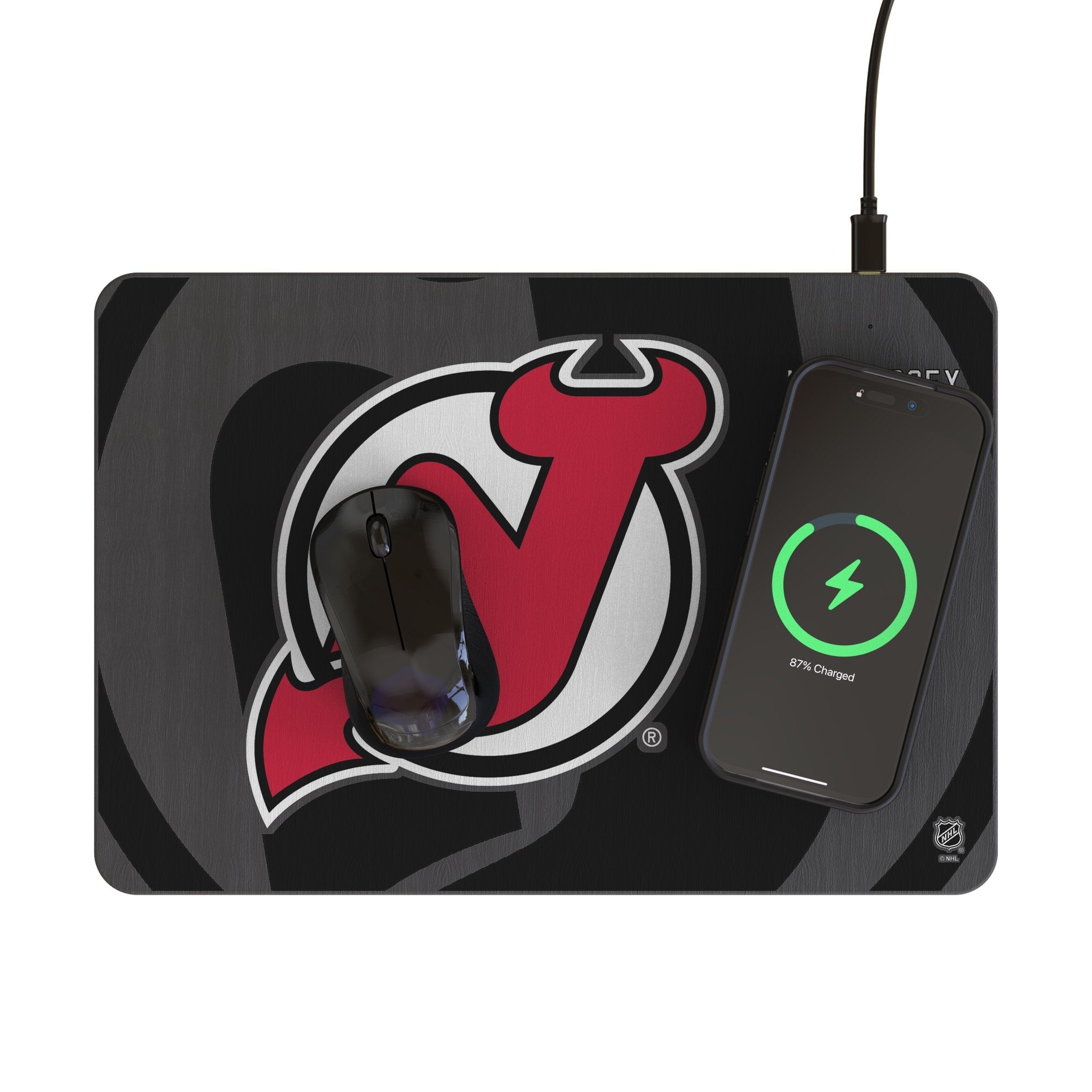 New Jersey Devils Monocolor Tilt 15-Watt Wireless Charger and Mouse Pad