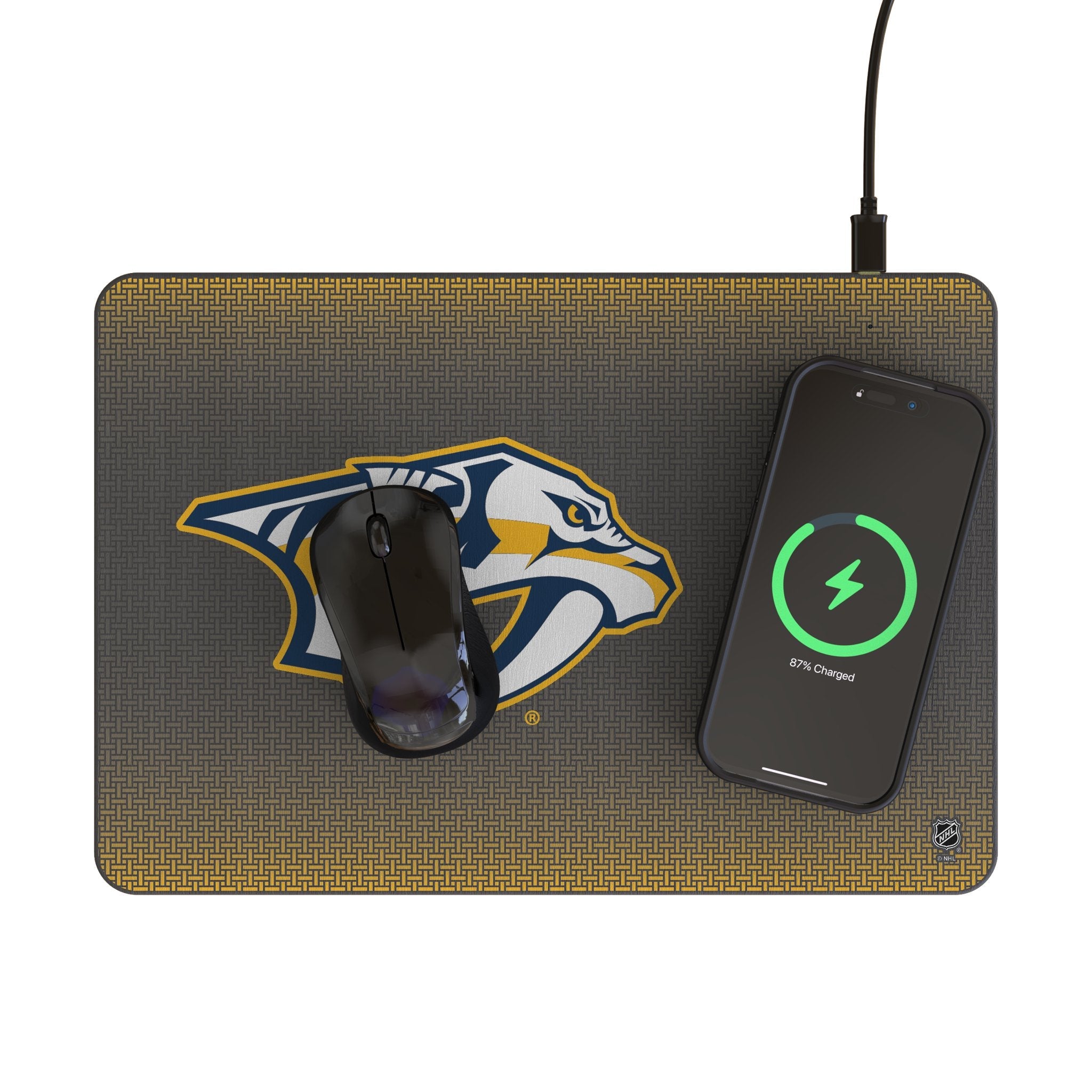 Nashville Predators Linen 15-Watt Wireless Charger and Mouse Pad