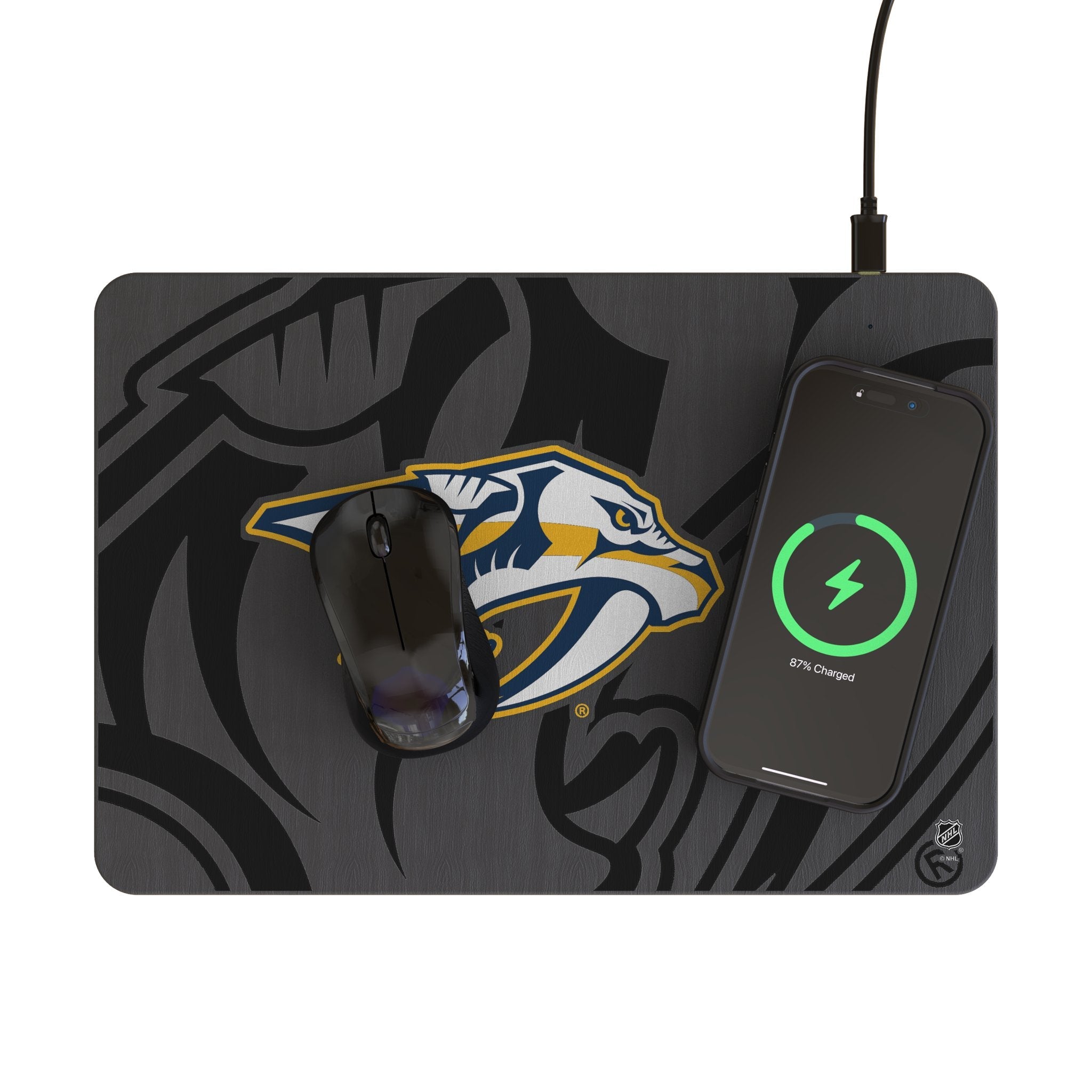 Nashville Predators Monocolor Tilt 15-Watt Wireless Charger and Mouse Pad