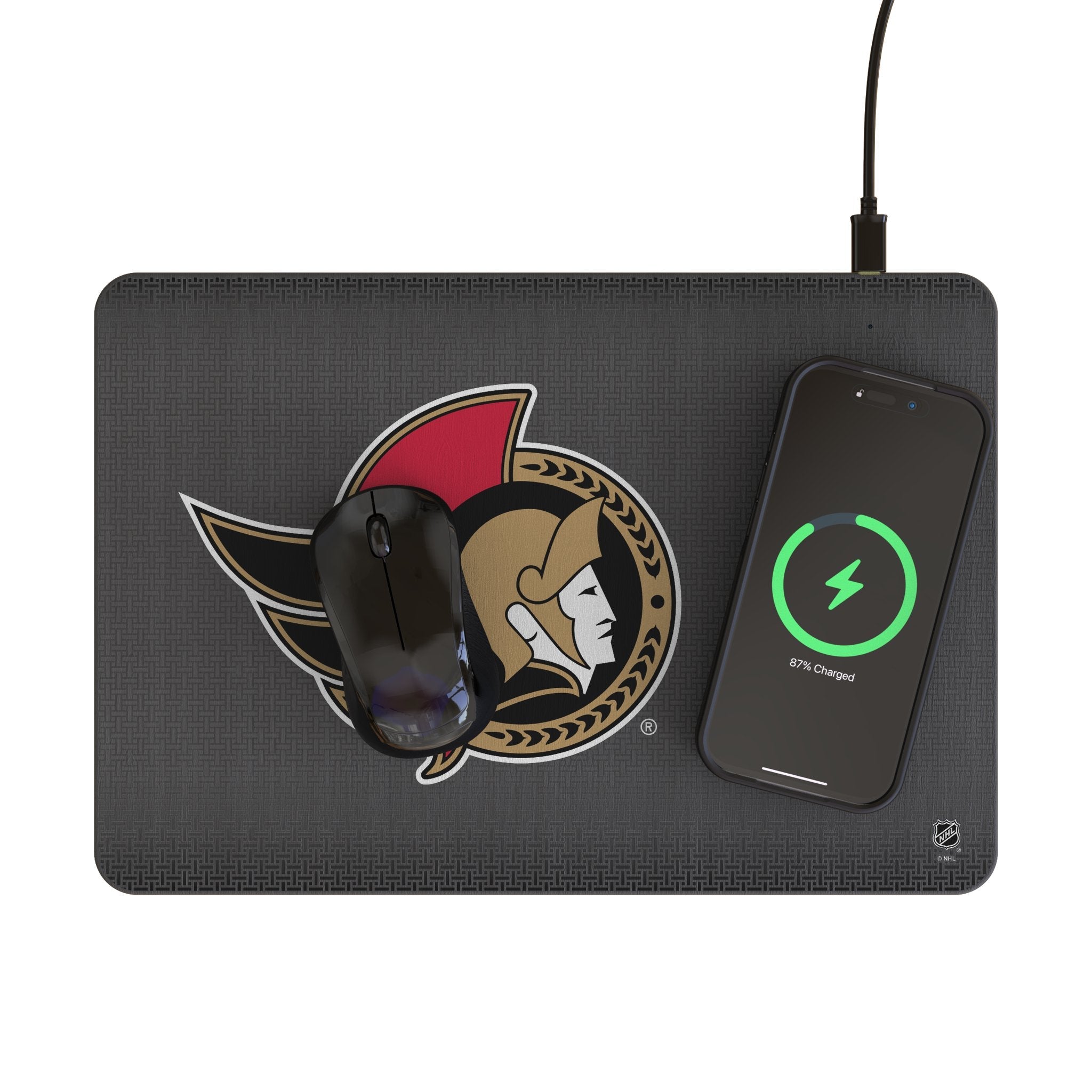 Ottawa Senators Linen 15-Watt Wireless Charger and Mouse Pad