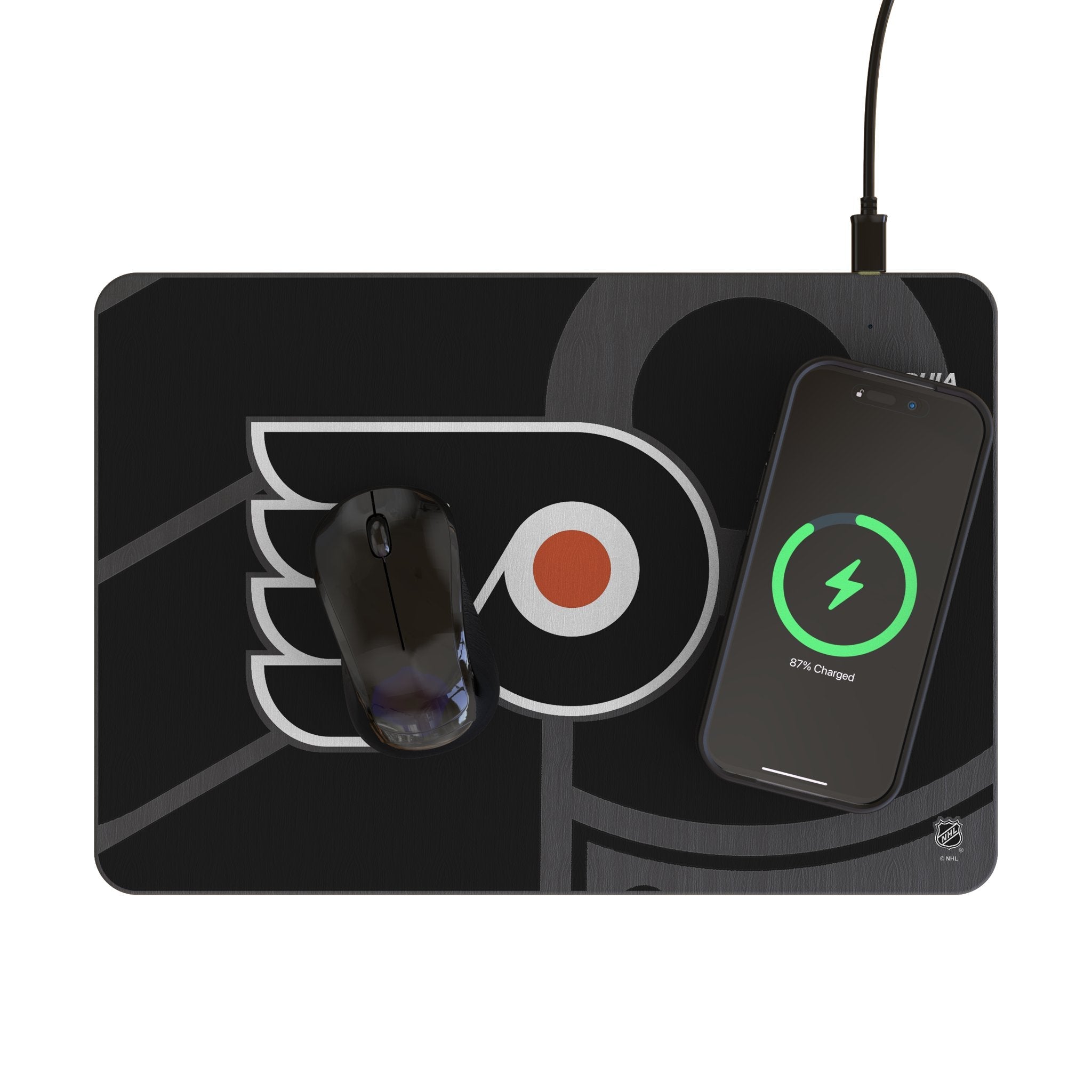 Philadelphia Flyers Monocolor Tilt 15-Watt Wireless Charger and Mouse Pad